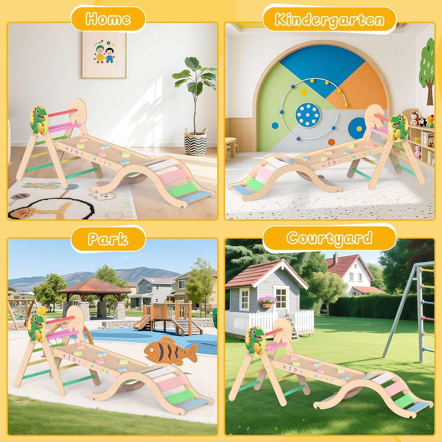 Conjunto de Escalada Triángulo Pikler Acenova 9 en 1 para Niños