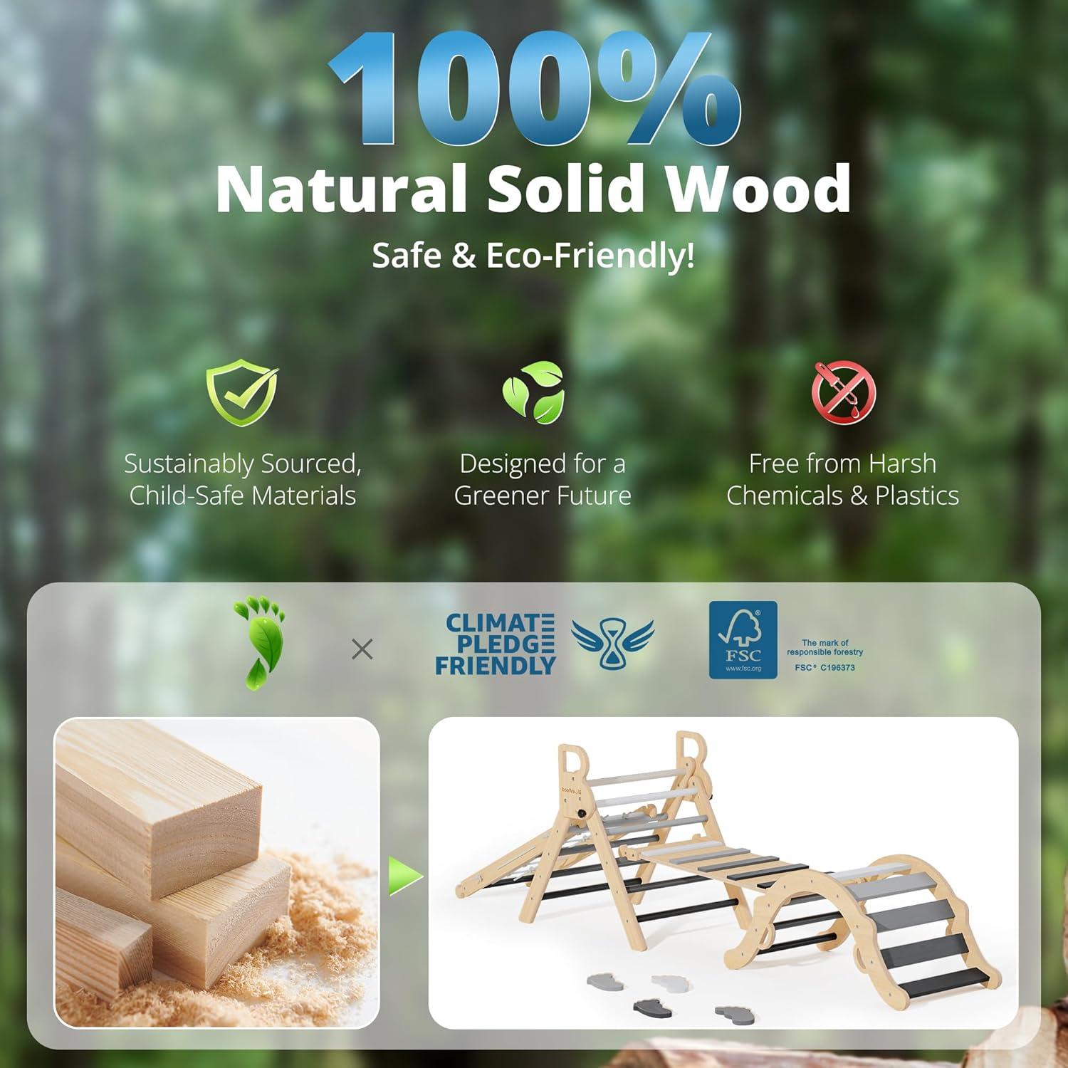 Conjunto Triángulo Pikler BlueWood 10-en-1 con Viga de Equilibrio