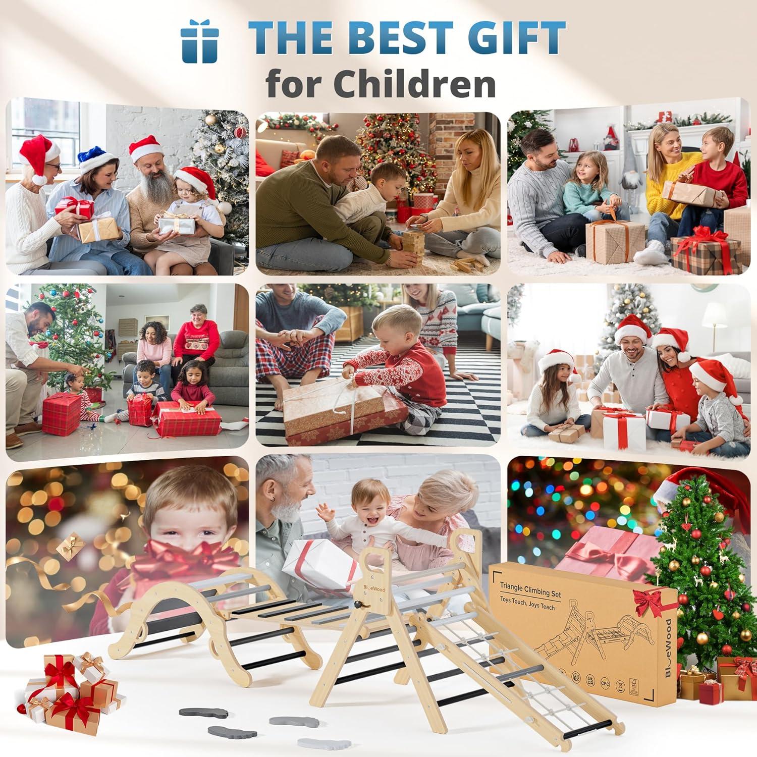 Conjunto Triángulo Pikler BlueWood 10-en-1 con Viga de Equilibrio