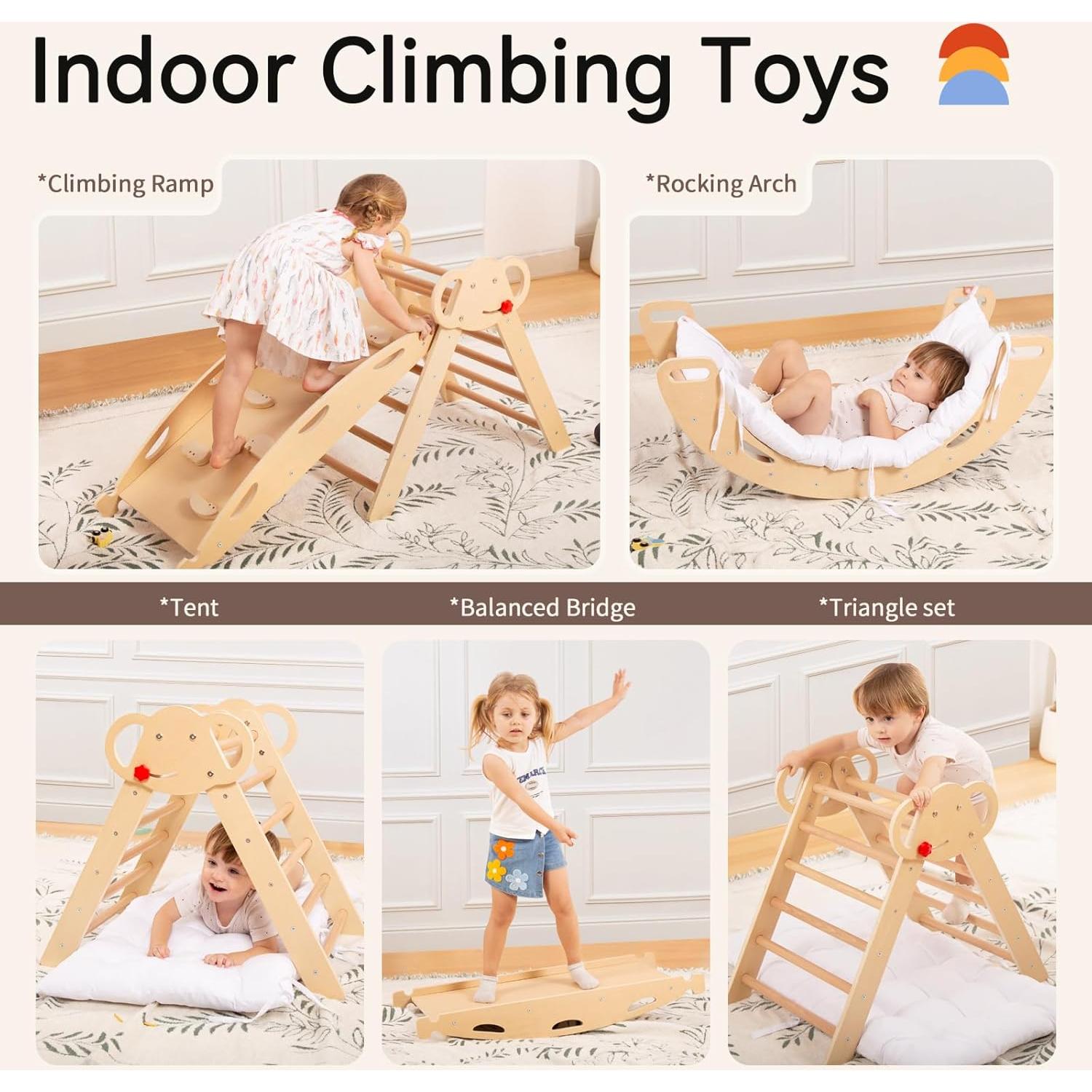 Conjunto Triángulo Pikler Wingyz con Cojín 8 en 1 para Bebés