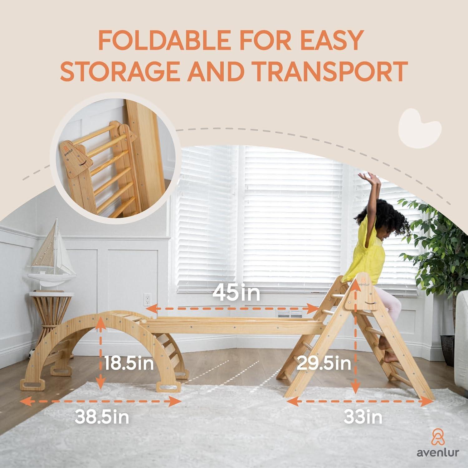 Avenlur Gimnasio de Escalada 5-en-1 Natural para Niños