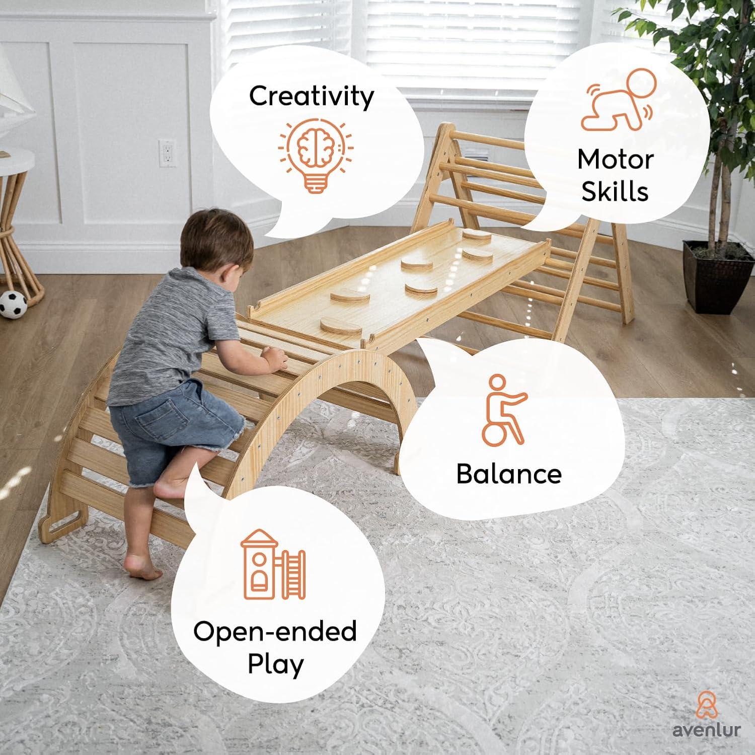 Avenlur Gimnasio de Escalada 5-en-1 Natural para Niños