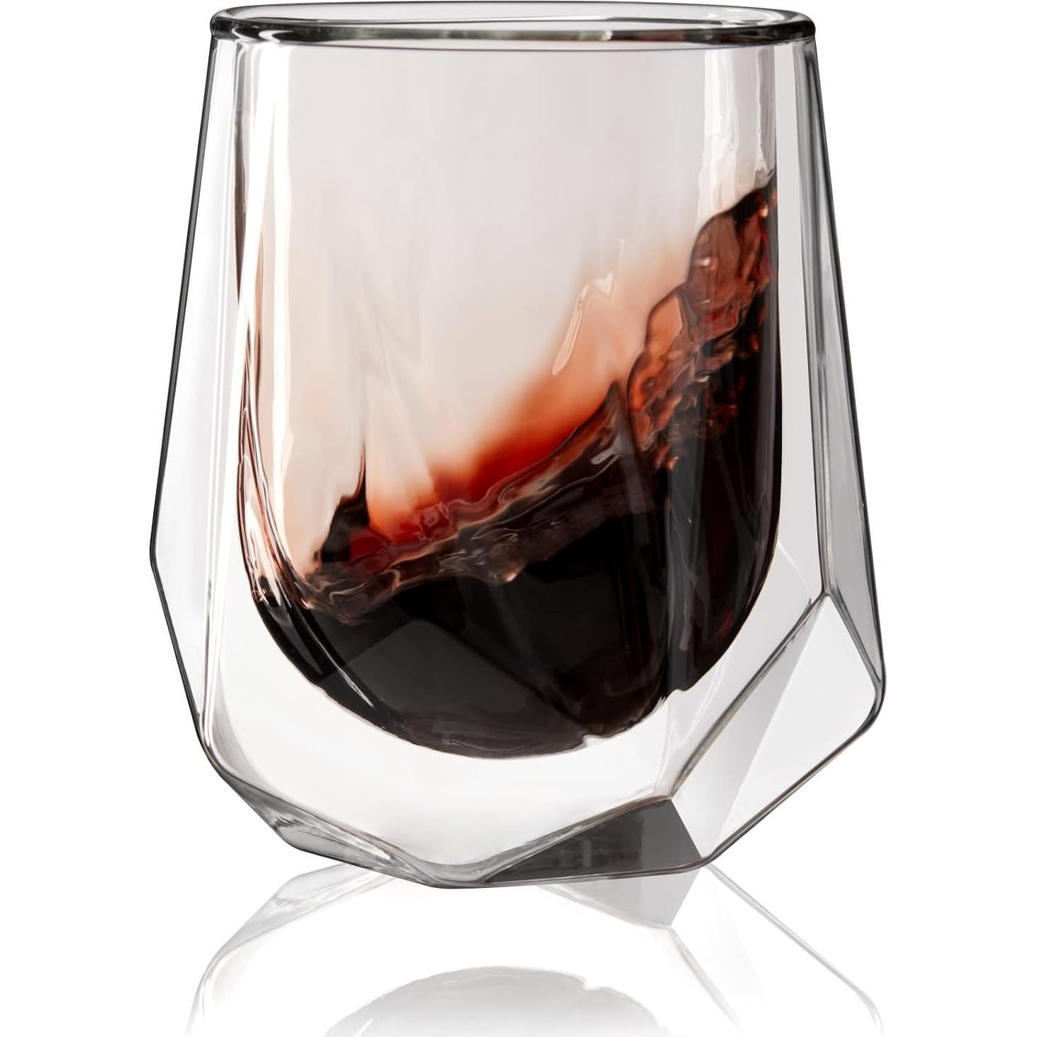 Vaso de Vino Aerador Viski de Vidrio Doble Pared 0.24 L