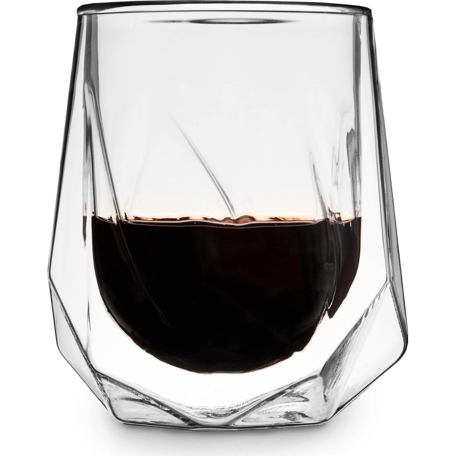 Vaso de Vino Aerador Viski de Vidrio Doble Pared 0.24 L