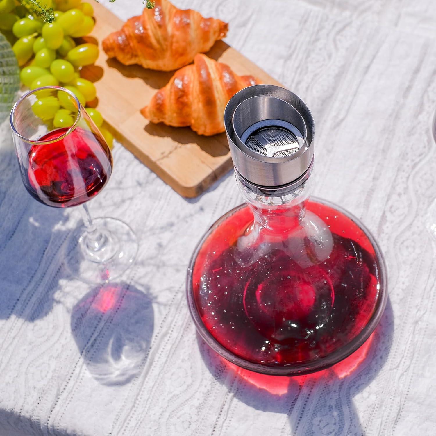 Decantador de Vino Wlasss 1300ml con Aerador y Filtro