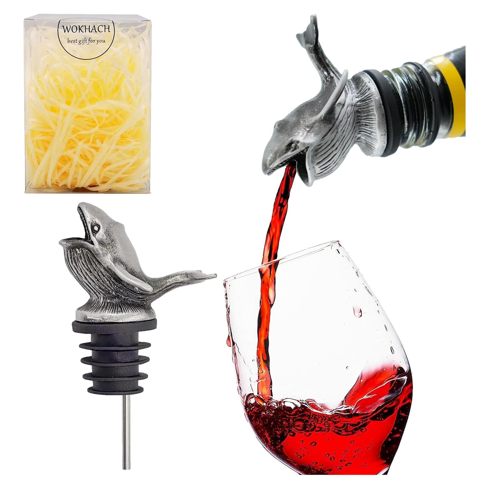 Aireador y Vertedor de Vino WOKHACH Ballena Gris Plateado