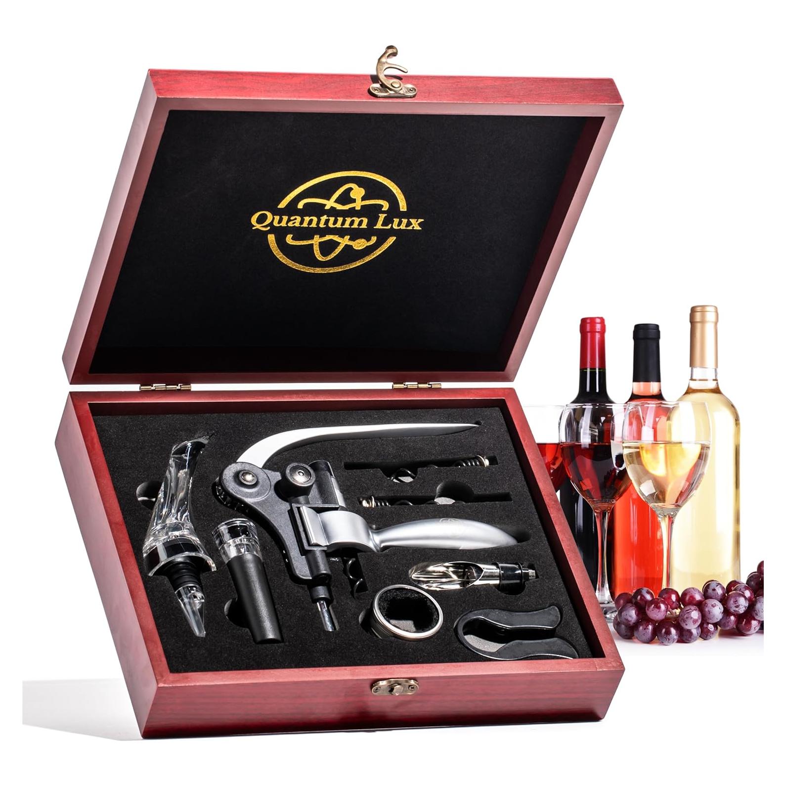 Juego de Sacacorchos de Vino Quantum Lux 9 Piezas Plata Mate