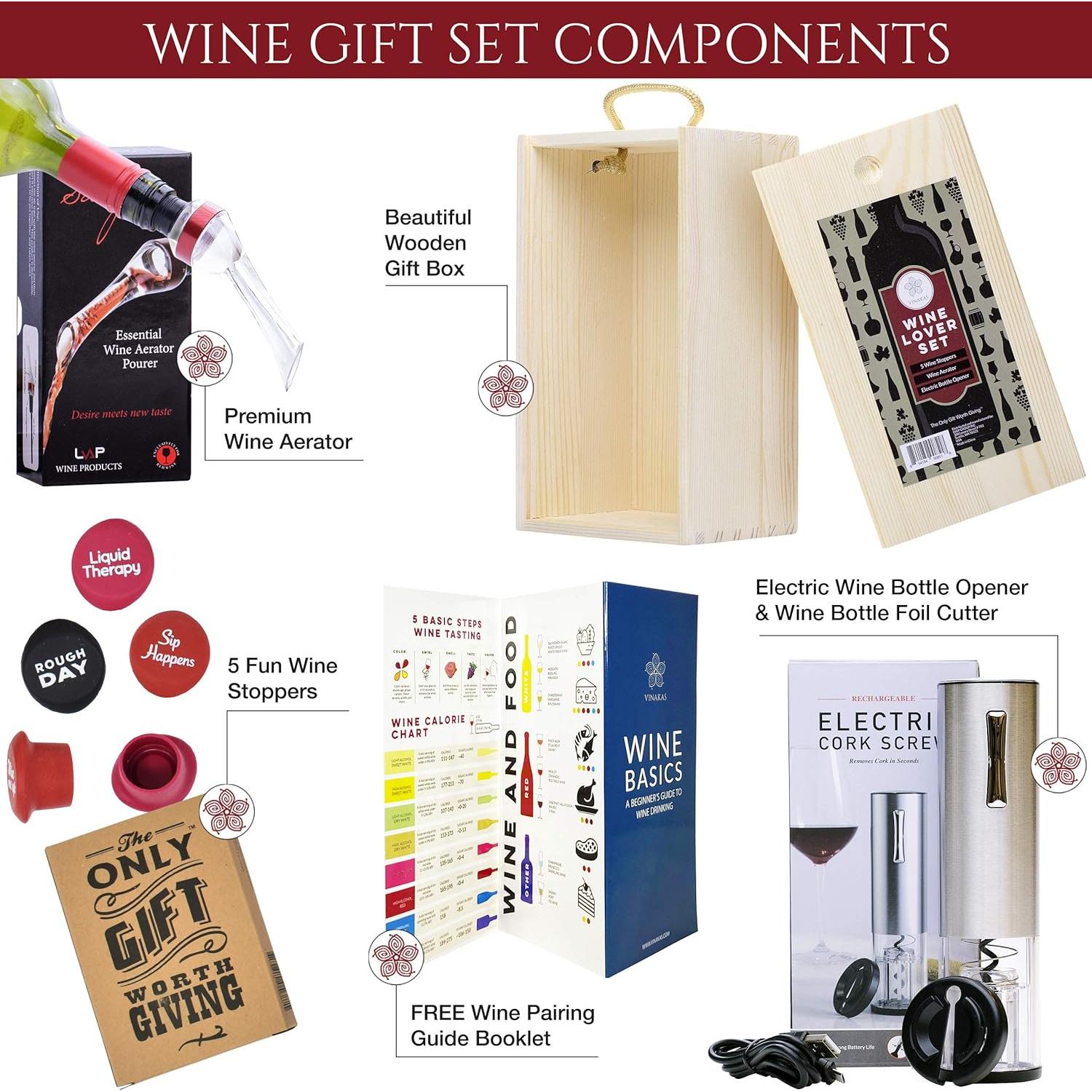 Set de Regalo de Vino VINAKAS con Accesorios Premium