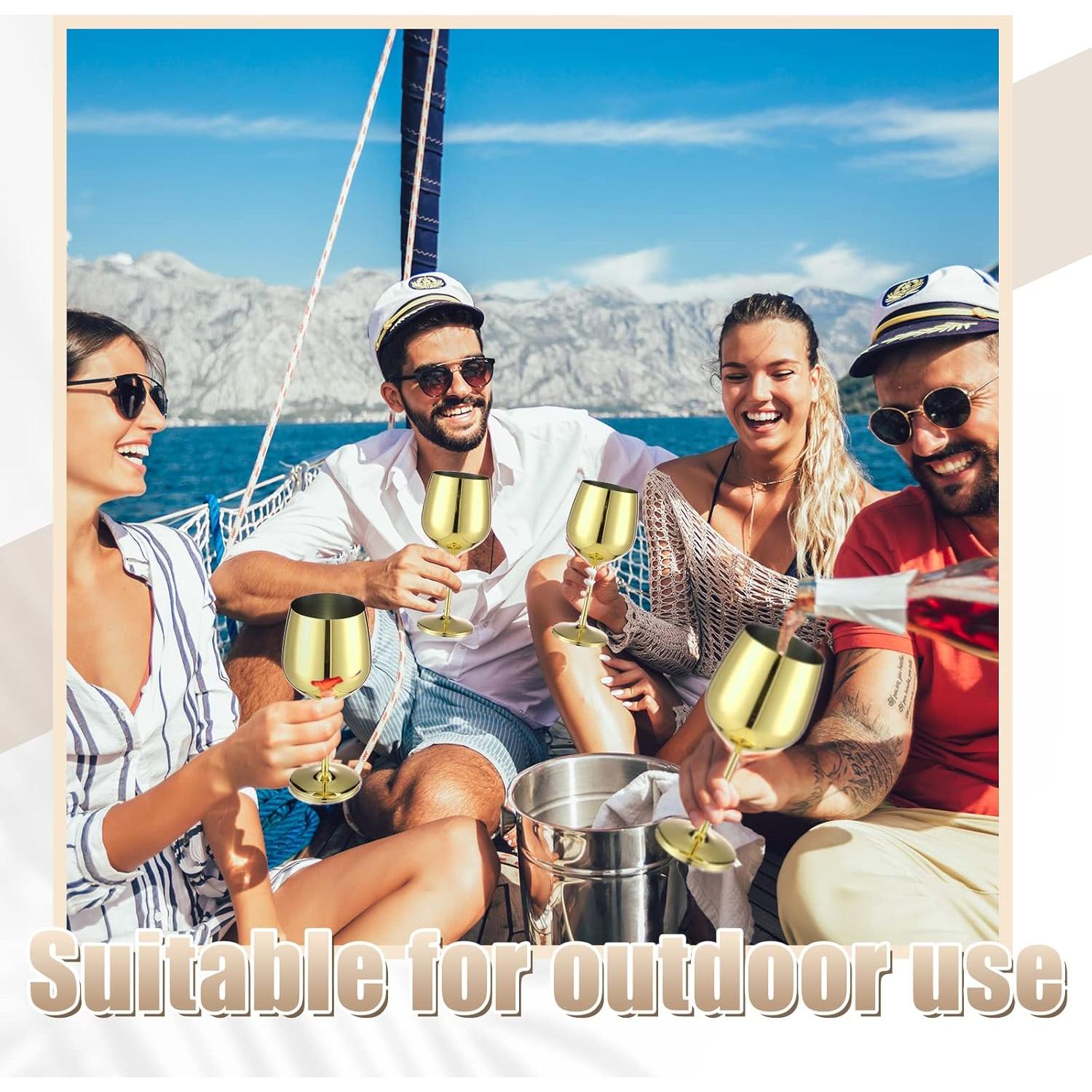 Juego de Copas de Vino Patelai 4 Pcs Acero Inoxidable 18 oz