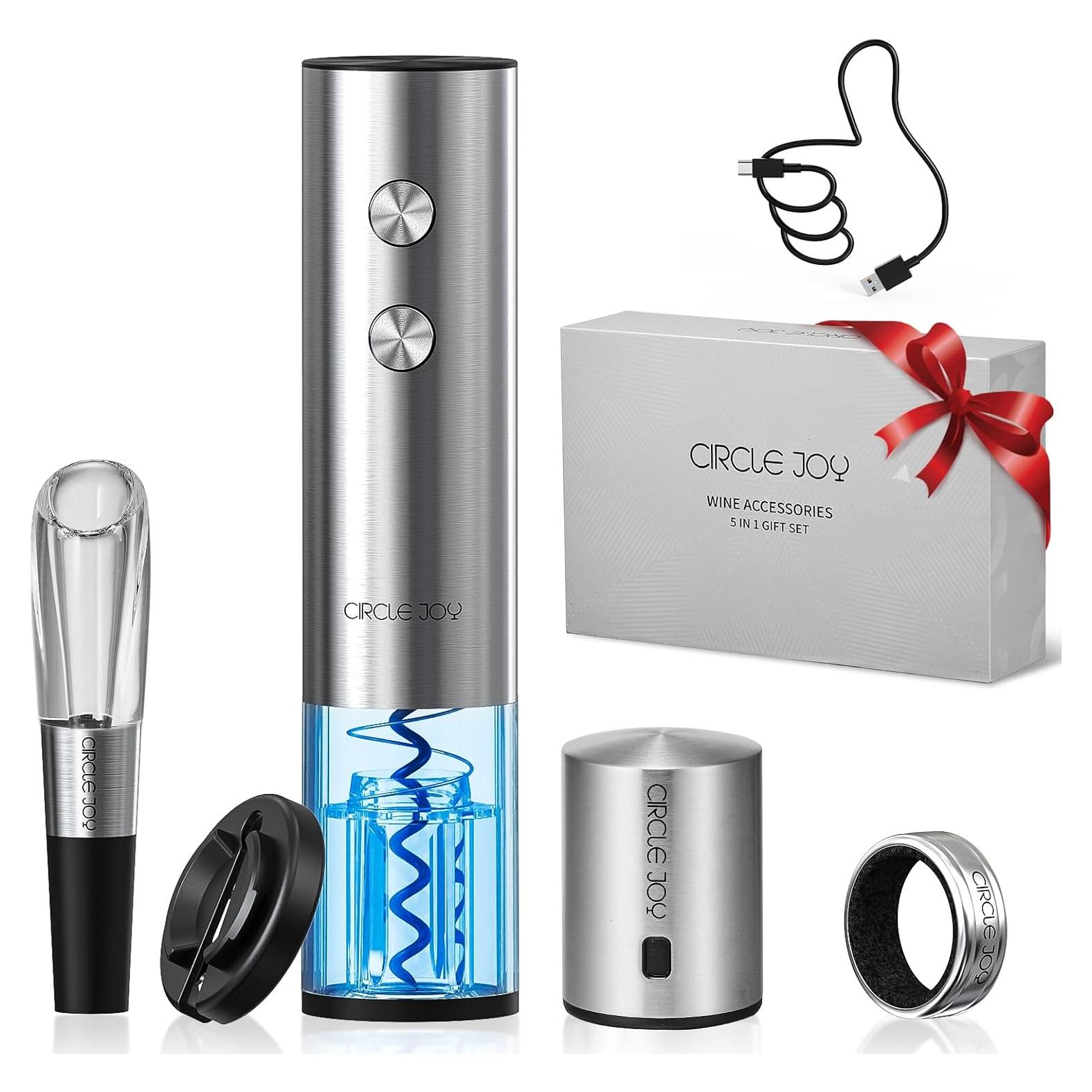 Abridor de Vino Eléctrico CIRCLE JOY 6-en-1 Recargable Plata