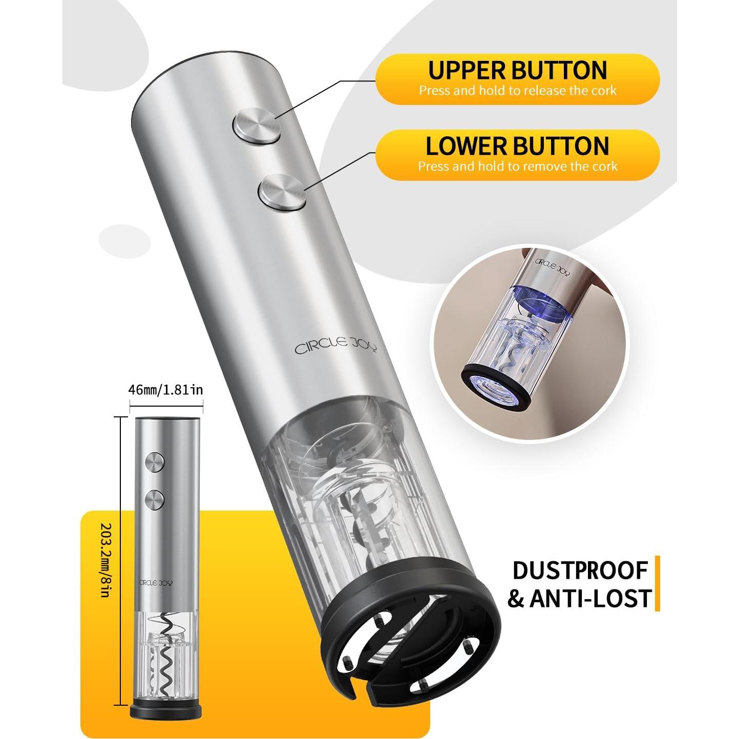 Abridor de Vino Eléctrico CIRCLE JOY 6-en-1 Recargable Plata