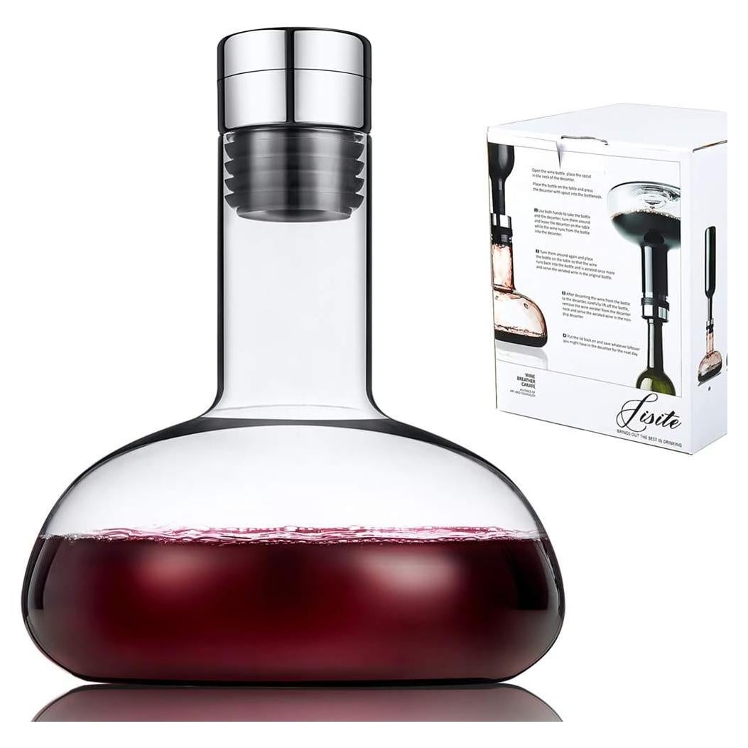 Decantador de vino SJZQ 1.5L con tapa de acero inoxidable
