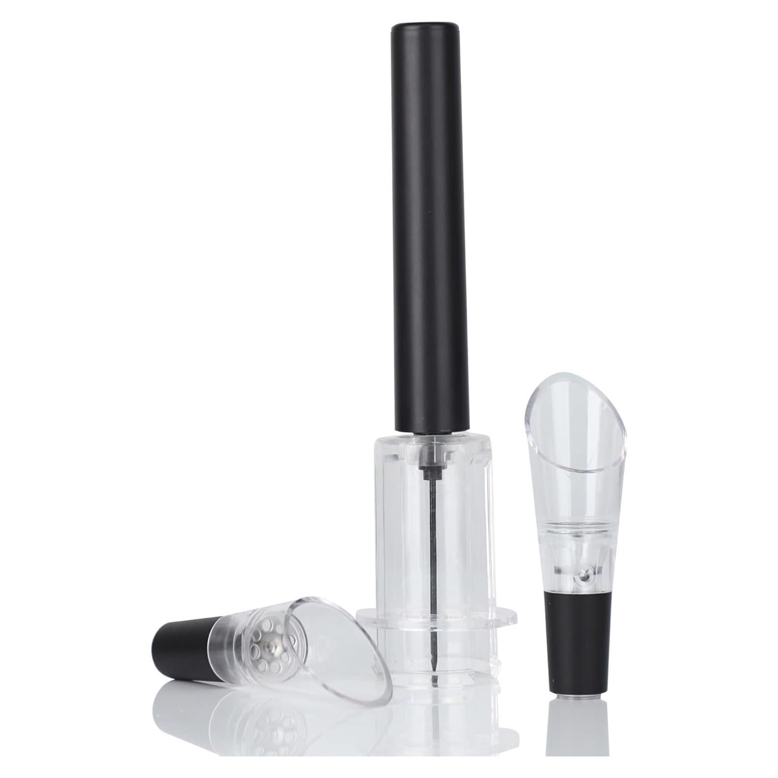 Abrebotellas de aire Hansengter + 2 vertedores de vino negro