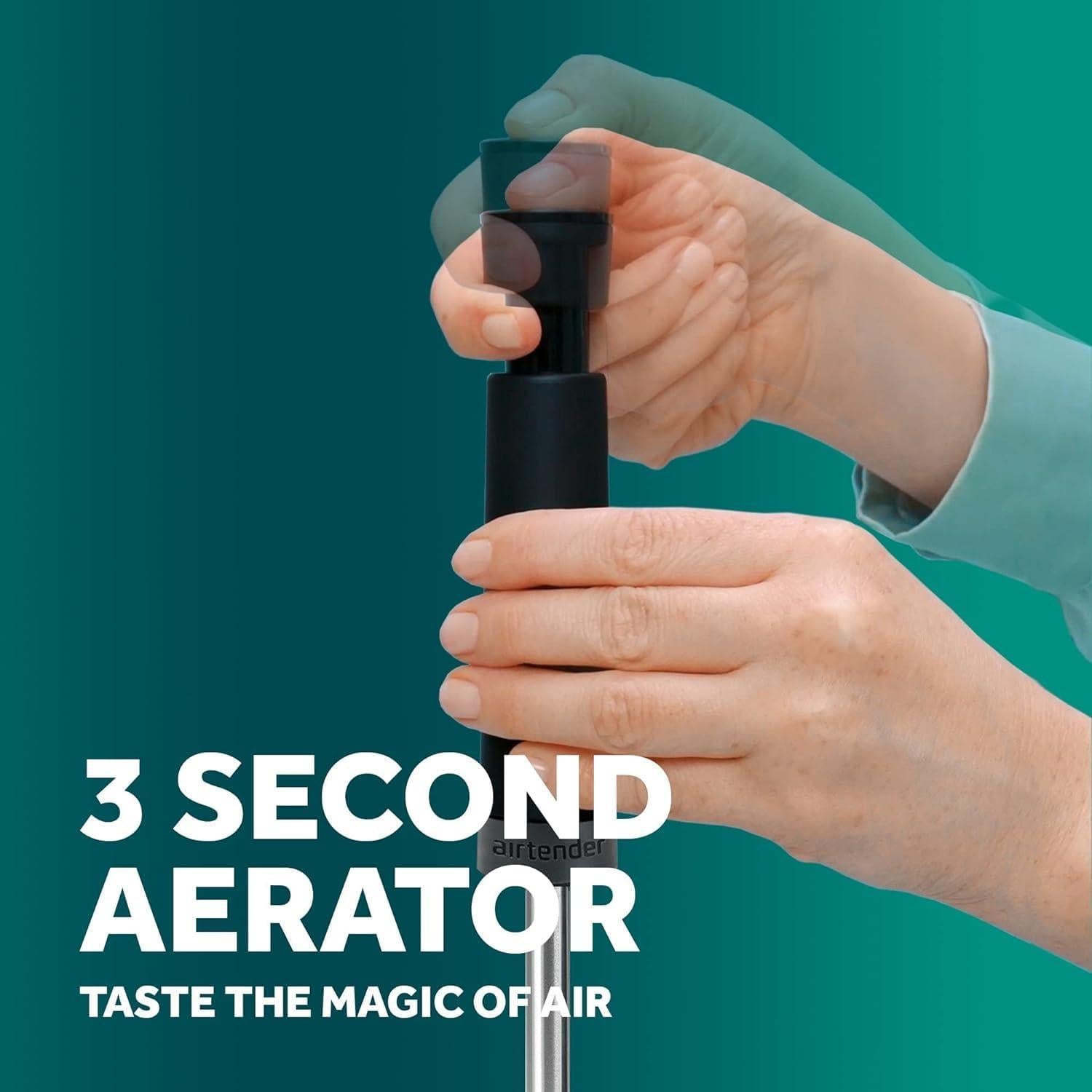 Aerador de Vino Airtender con Varita de Acero Inoxidable