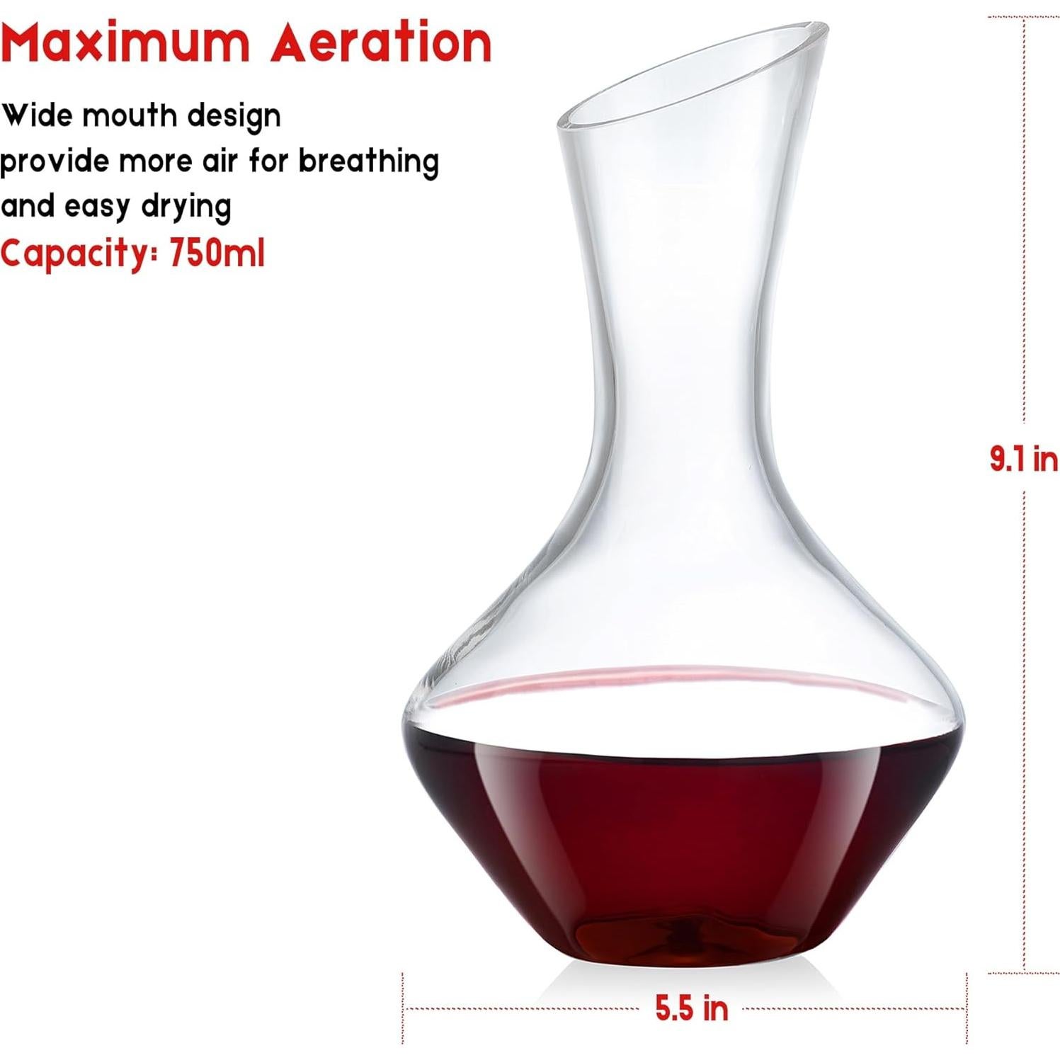 Decantador de Vino Youyah 750ml Cristal Soplado a Mano