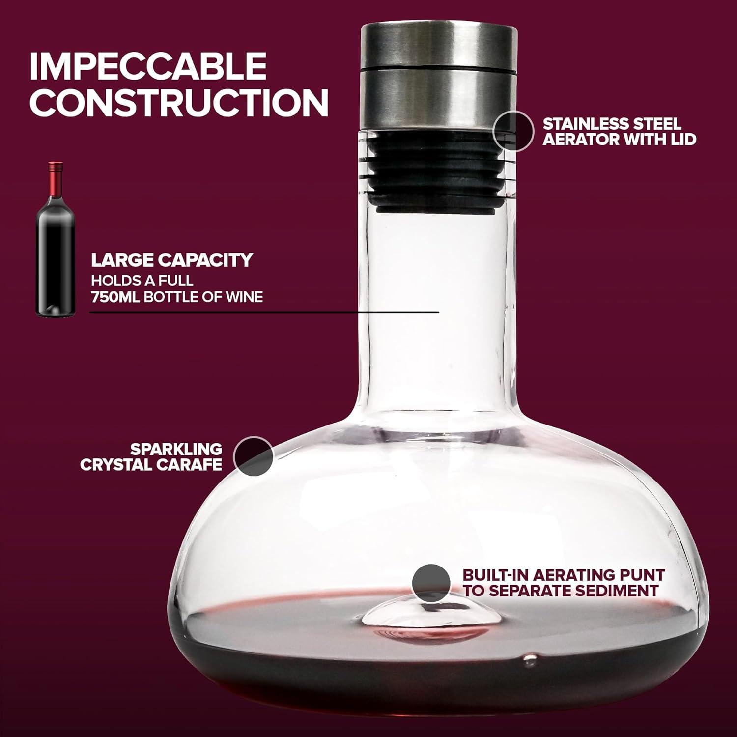 Decantador de Vino Tinto Modern Innovations con Aerador 0.95L