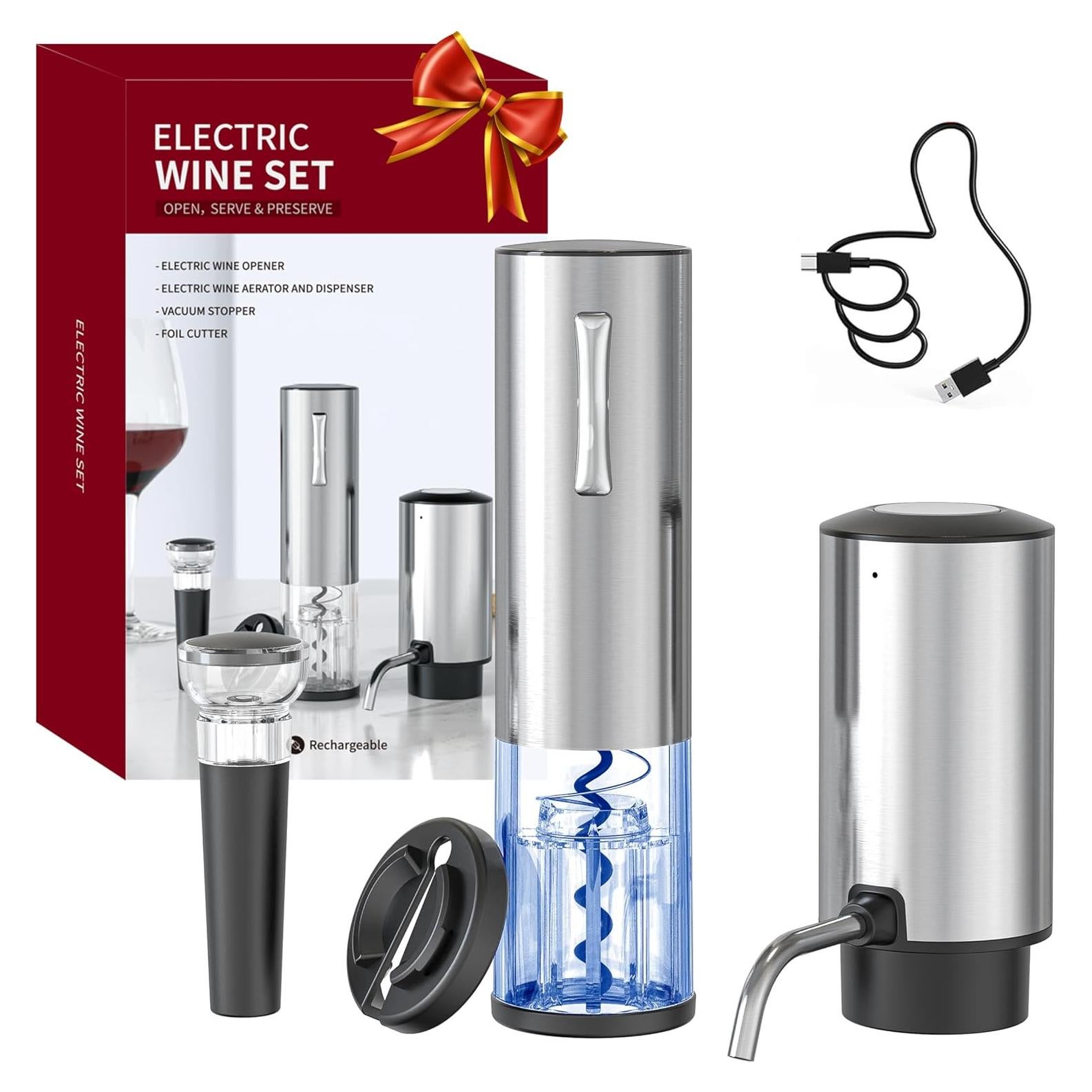 Juego de Abridor de Vino Eléctrico BW Wealthy con Aerador y Tapón