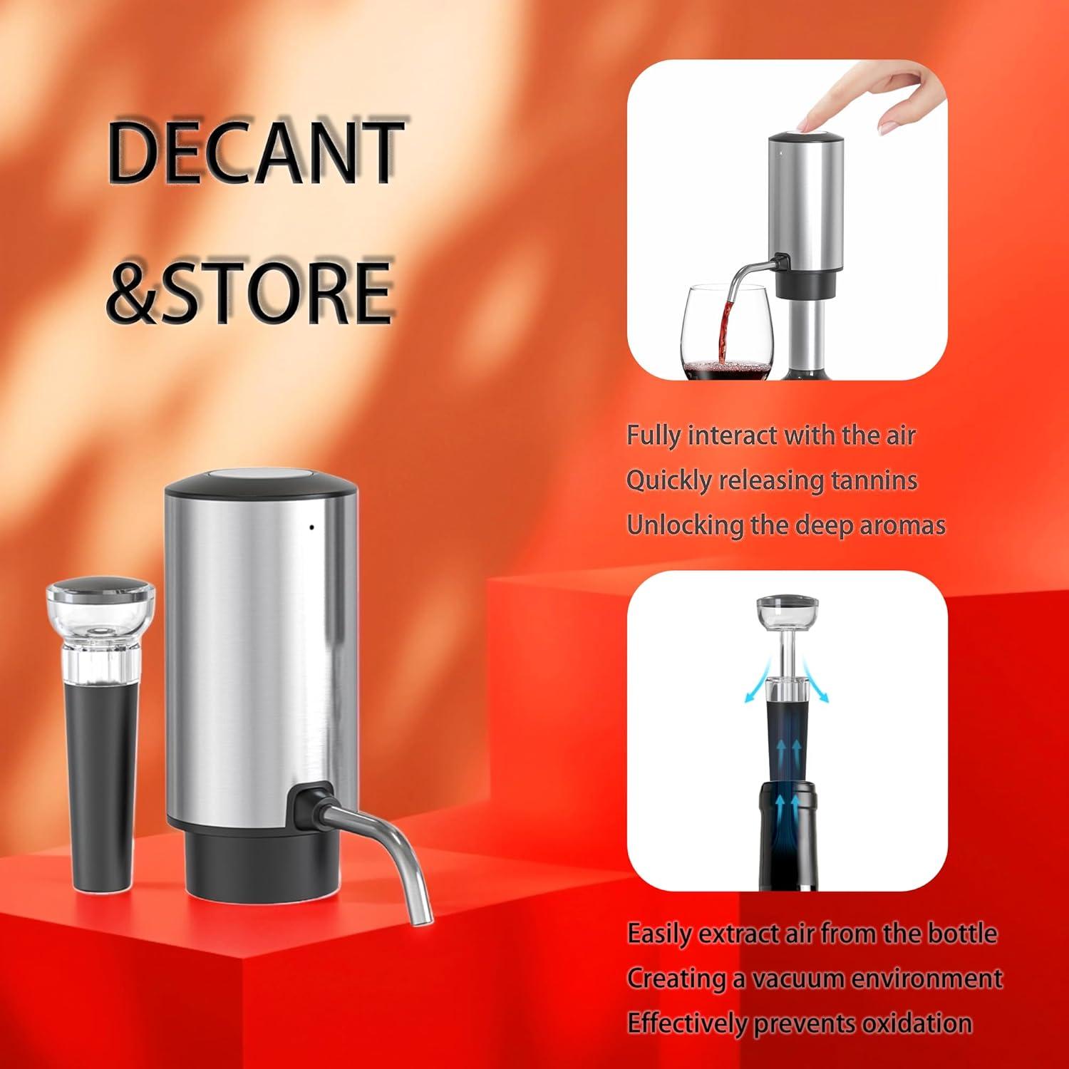 Juego de Abridor de Vino Eléctrico BW Wealthy con Aerador y Tapón