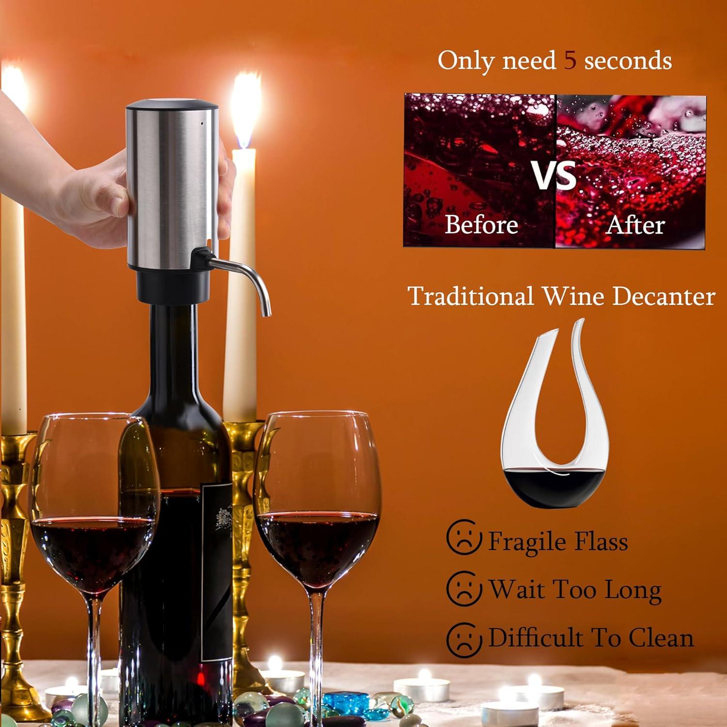 Juego de Abridor de Vino Eléctrico BW Wealthy con Aerador y Tapón