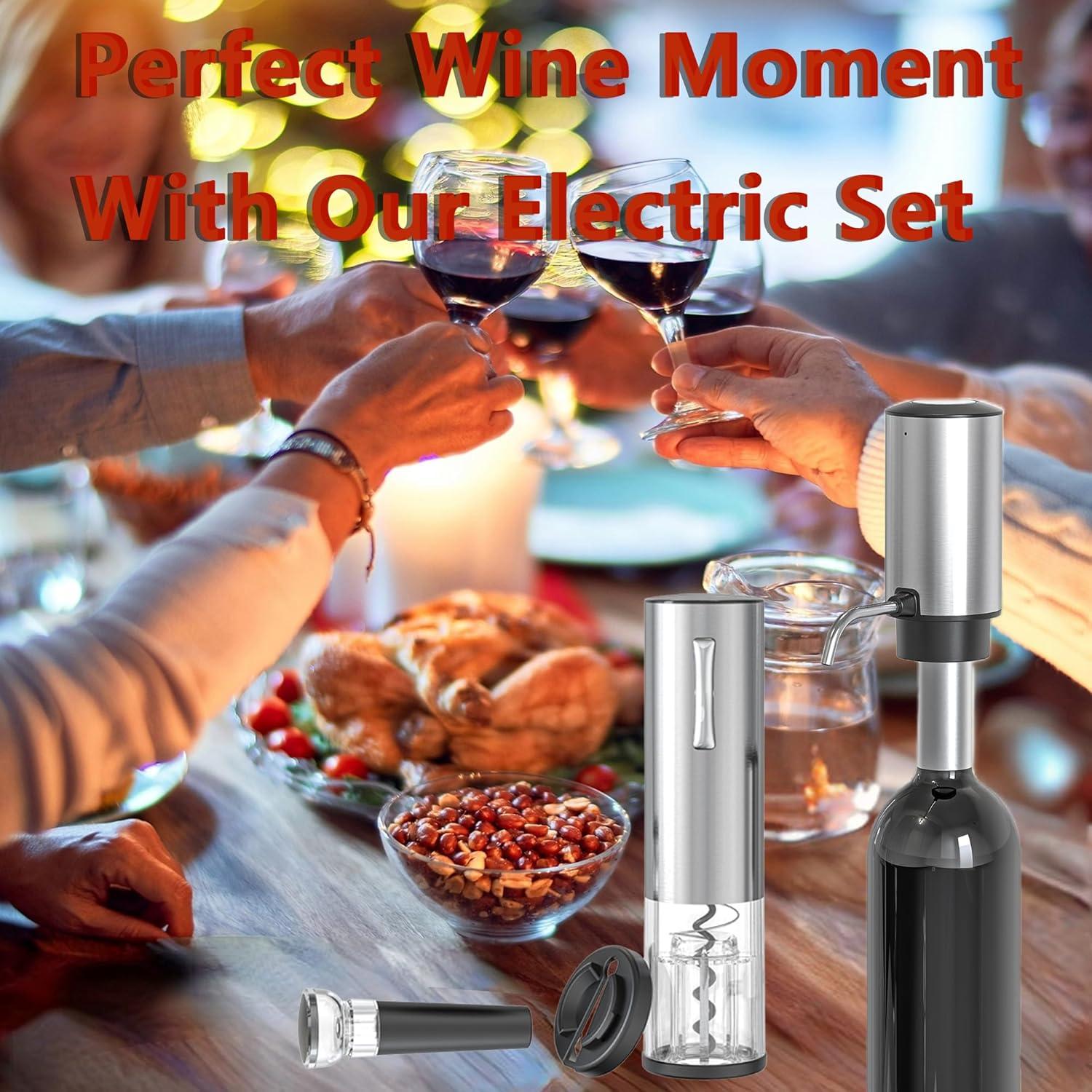 Juego de Abridor de Vino Eléctrico BW Wealthy con Aerador y Tapón