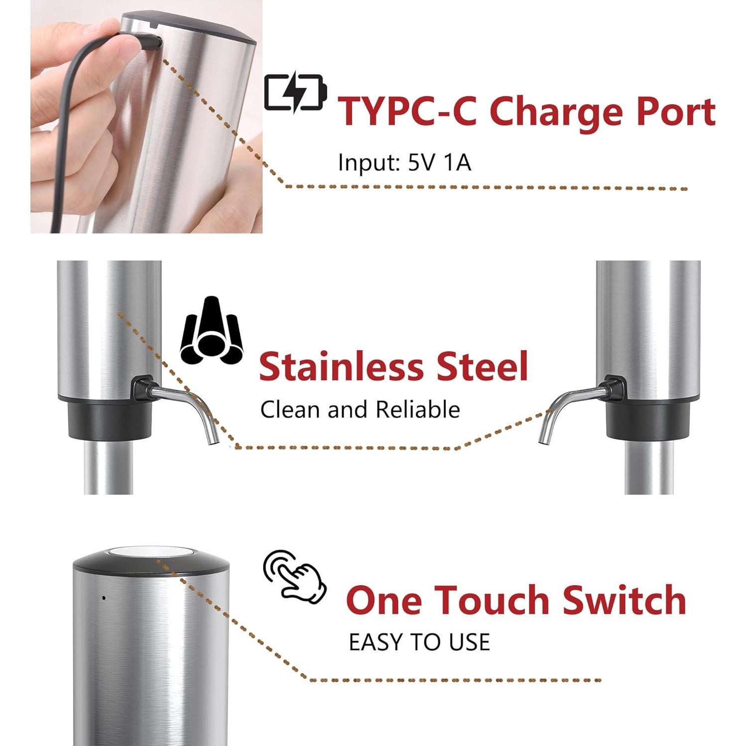 Juego de Abridor de Vino Eléctrico BW Wealthy con Aerador y Tapón