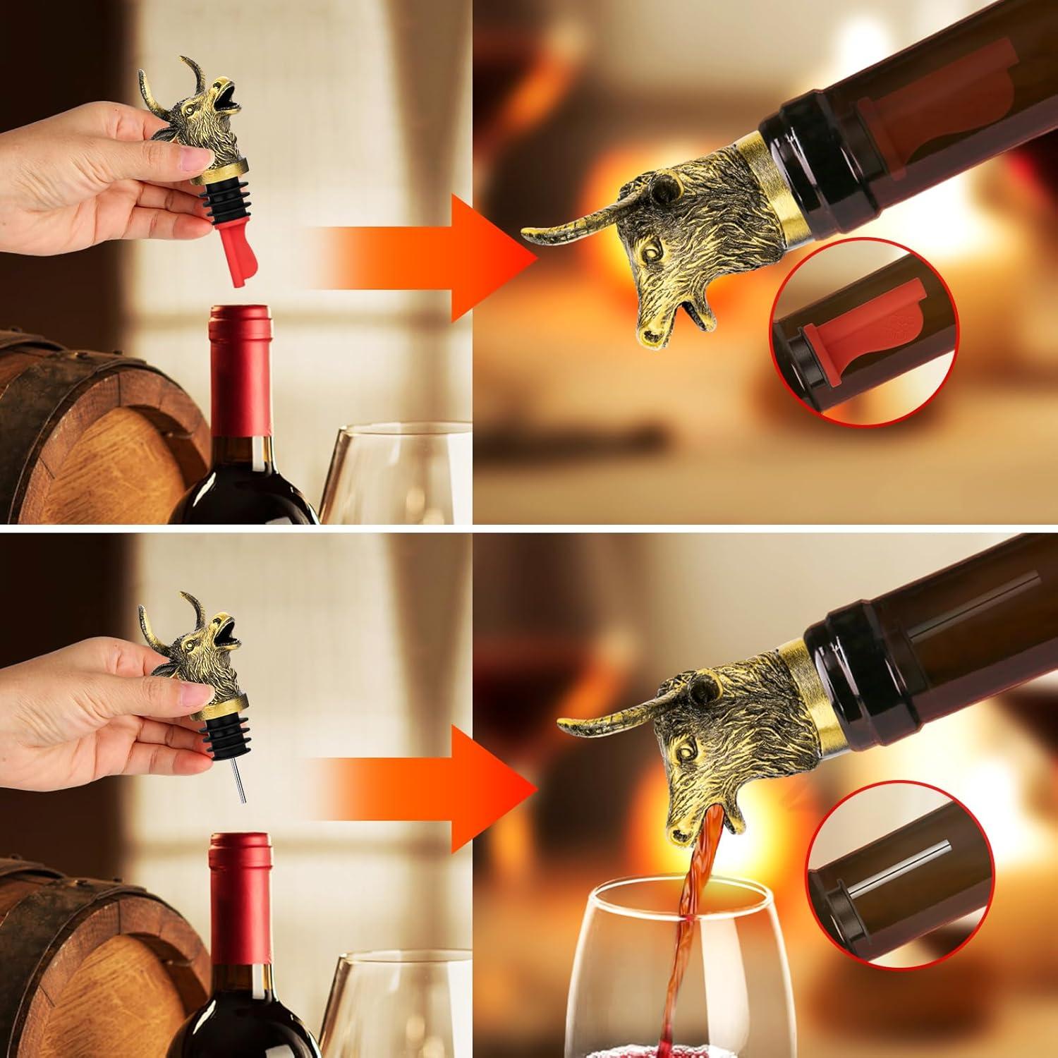 Vertedor y Tapón de Vino LULLEA Cabeza de Toro 2 en 1