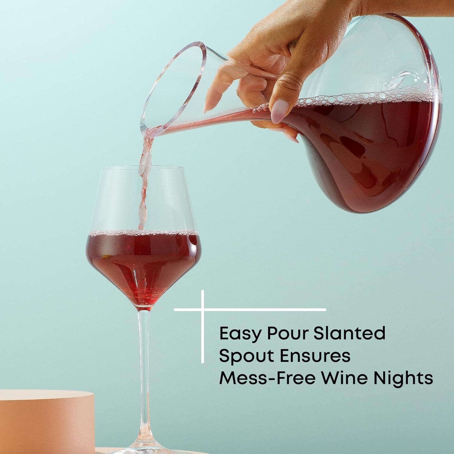 Decantador de Vino JoyJolt Lancia Cristal 1200ml Diseño Elegante