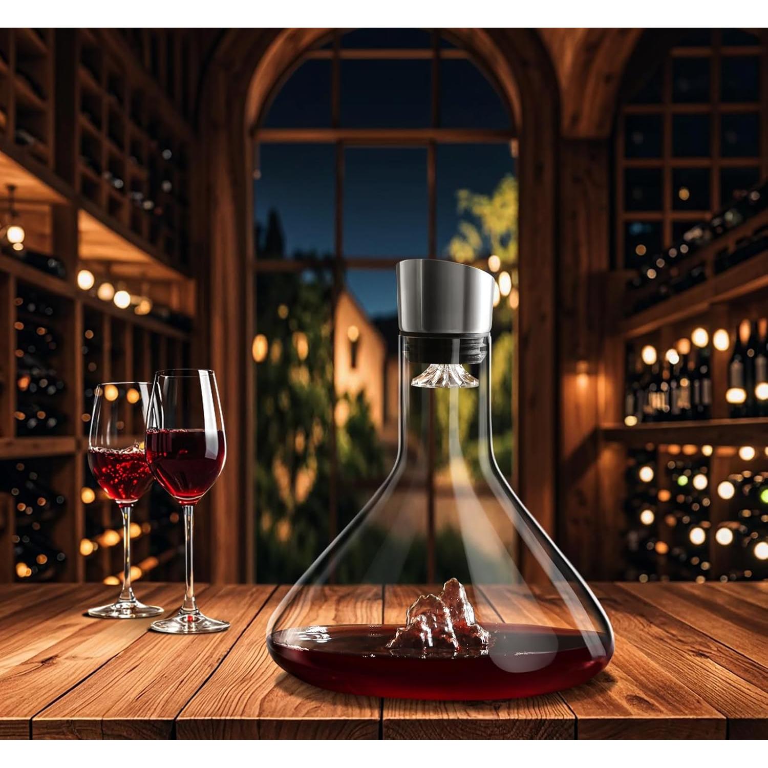 Decantador de Vino Cooko de Cristal 1.2L con Aerador