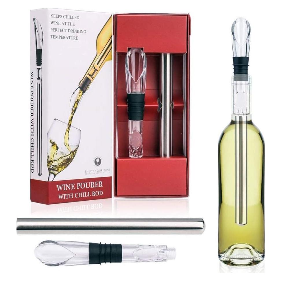 Enfriador de Vino 3 en 1 Acero Inoxidable 2 Pack con Aerador
