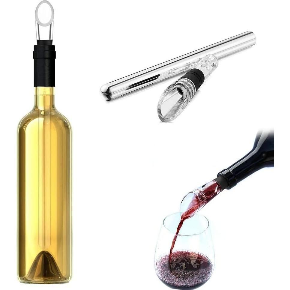 Enfriador de Vino 3 en 1 Acero Inoxidable 2 Pack con Aerador