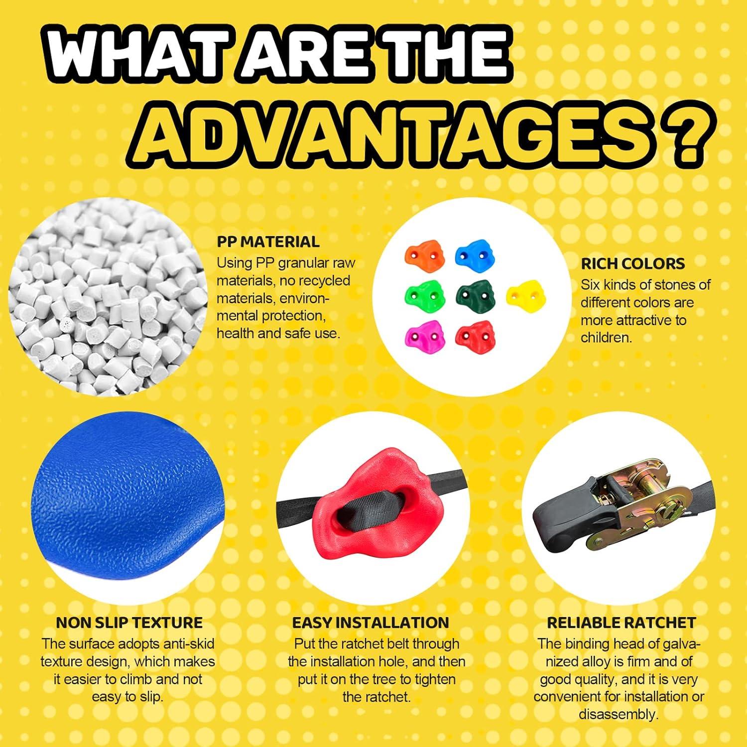 Agarre de Escalada para Niños Just.smile 15 Piezas con Correas