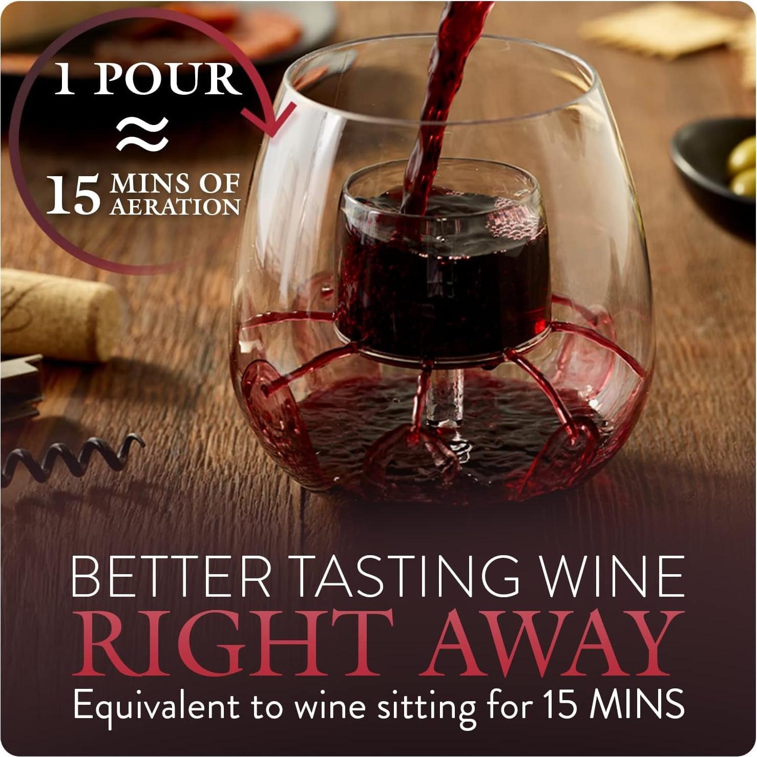 Copas de Vino Sin Tallo Chevalier Collection - Juego de 2 con Aerador