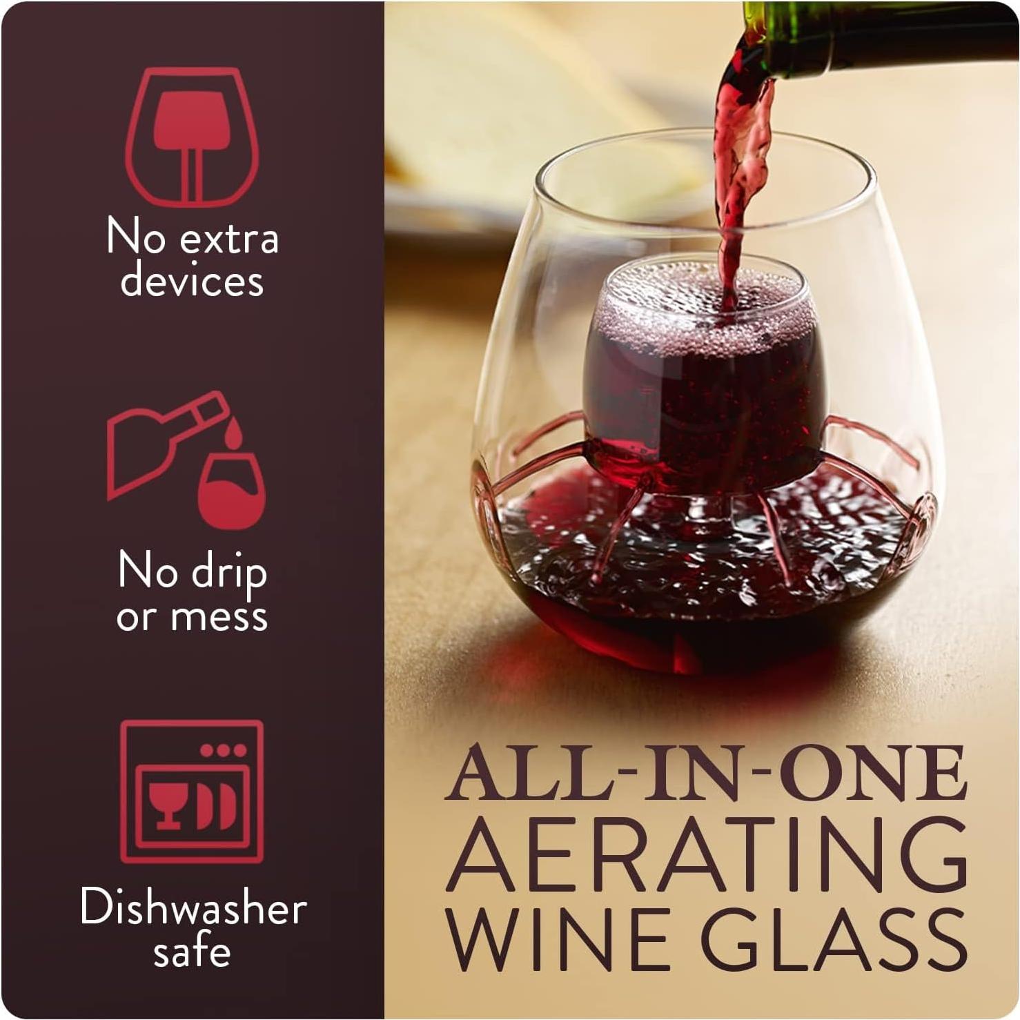 Copas de Vino Sin Tallo Chevalier Collection - Juego de 2 con Aerador