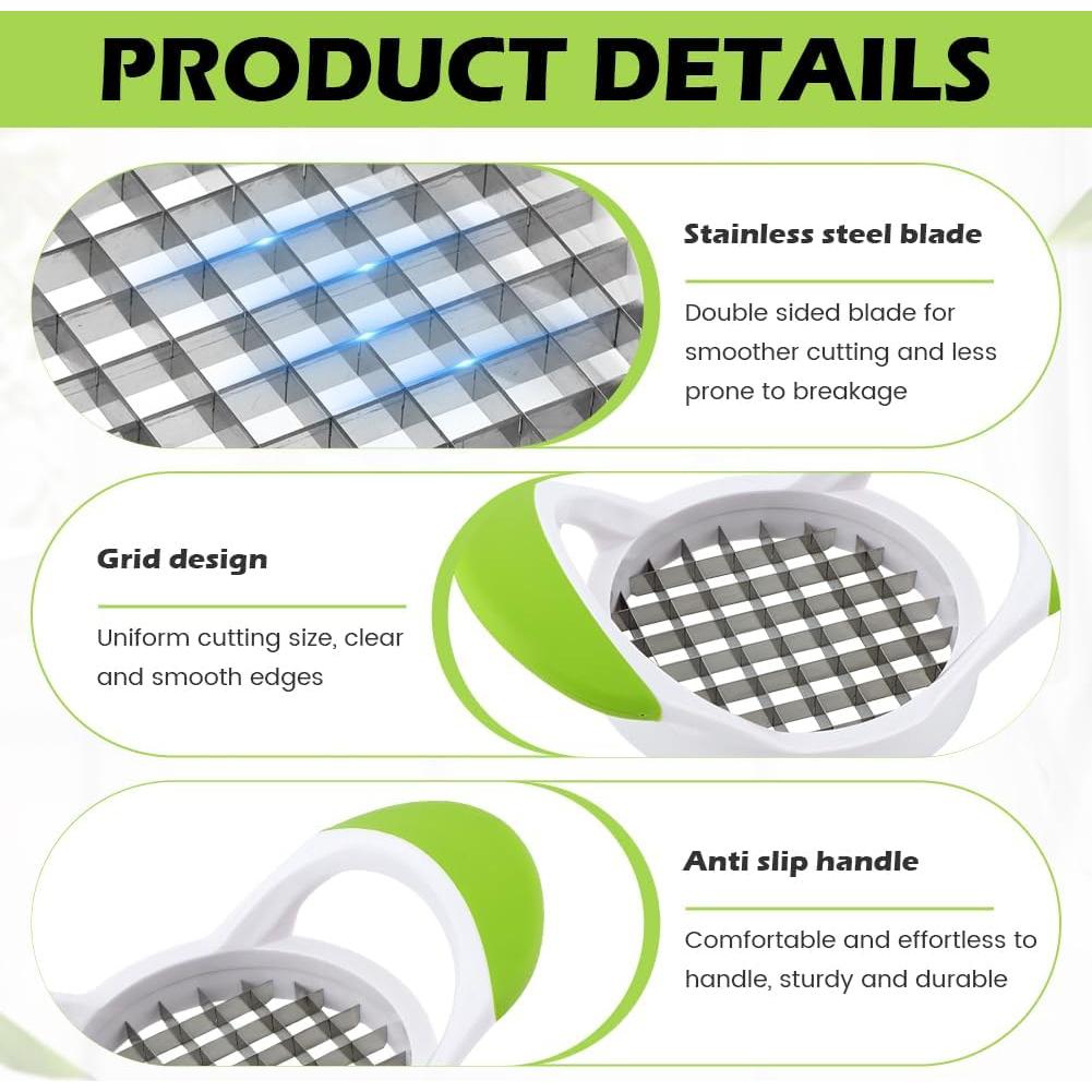 Cortador de Papas Fritas QWLWBU Acero Inoxidable Verde Manual