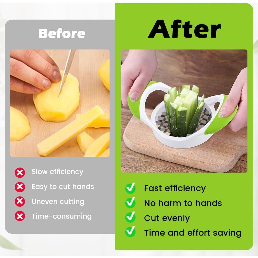 Cortador de Papas Fritas QWLWBU Acero Inoxidable Verde Manual