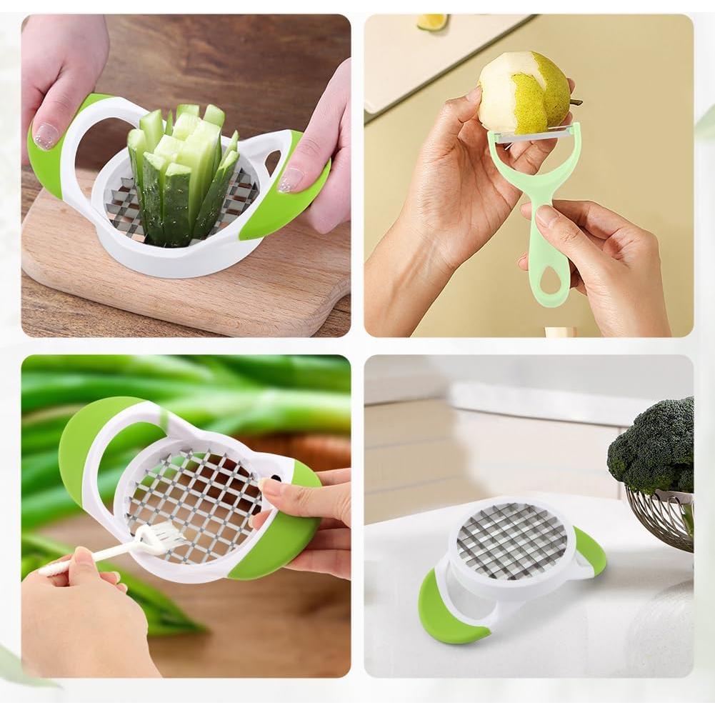 Cortador de Papas Fritas QWLWBU Acero Inoxidable Verde Manual