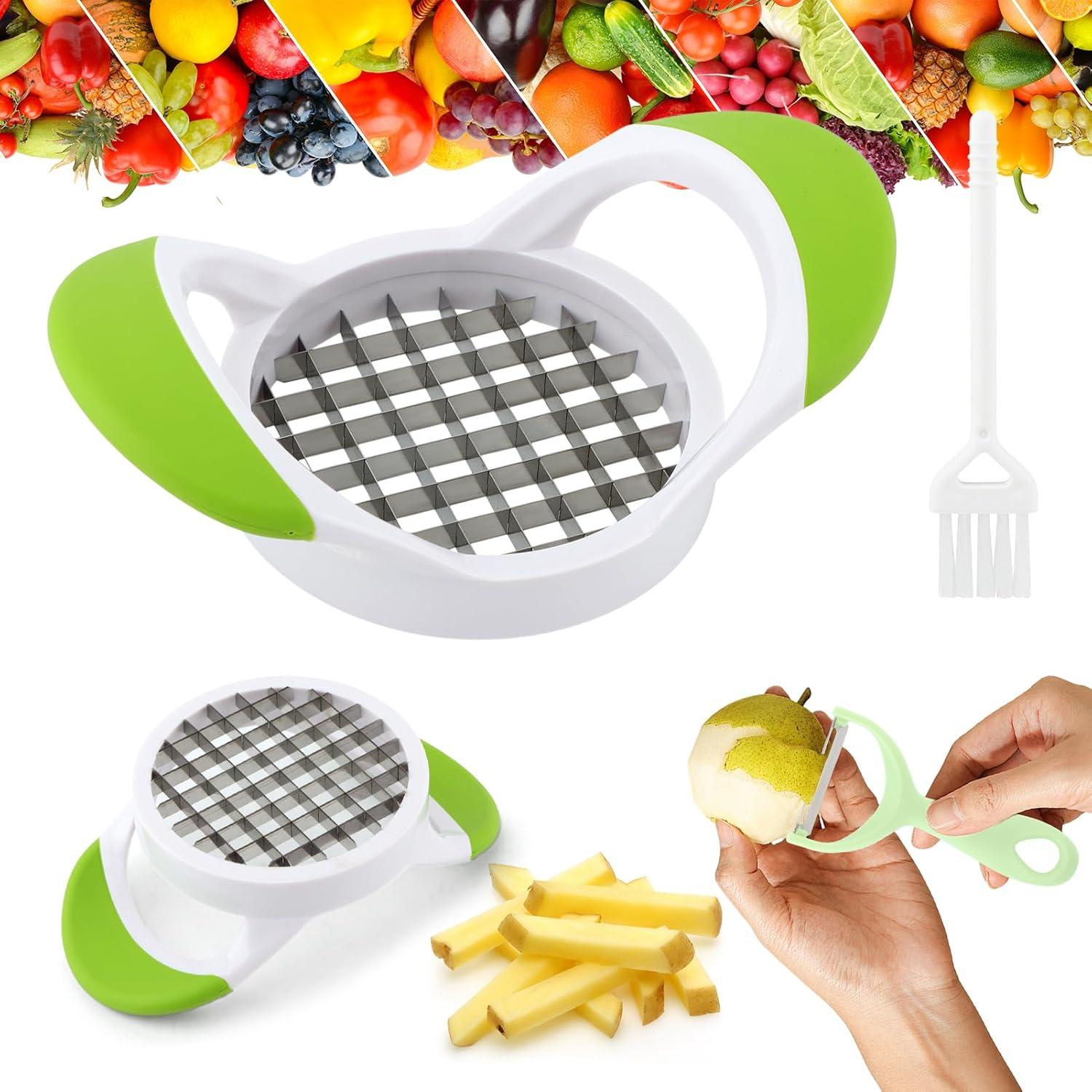 Cortador de Papas Fritas QWLWBU Acero Inoxidable Verde Manual