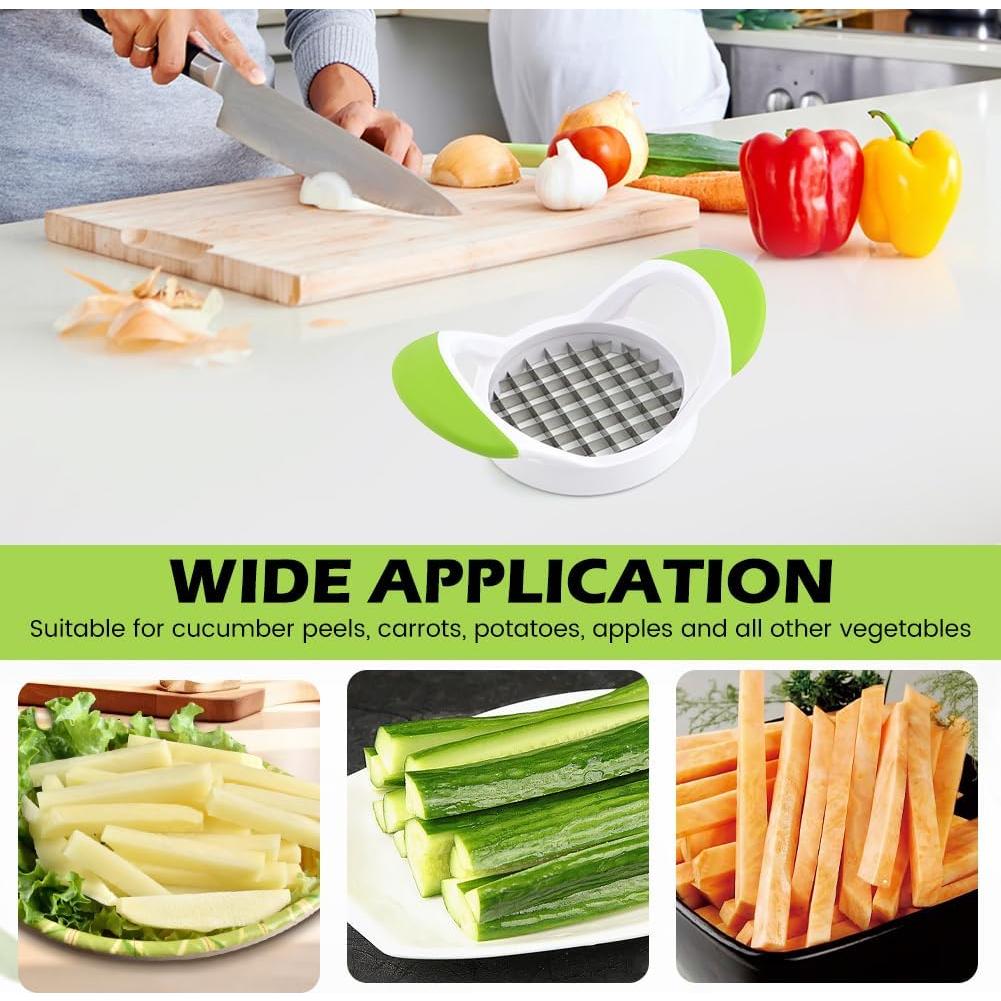 Cortador de Papas Fritas QWLWBU Acero Inoxidable Verde Manual