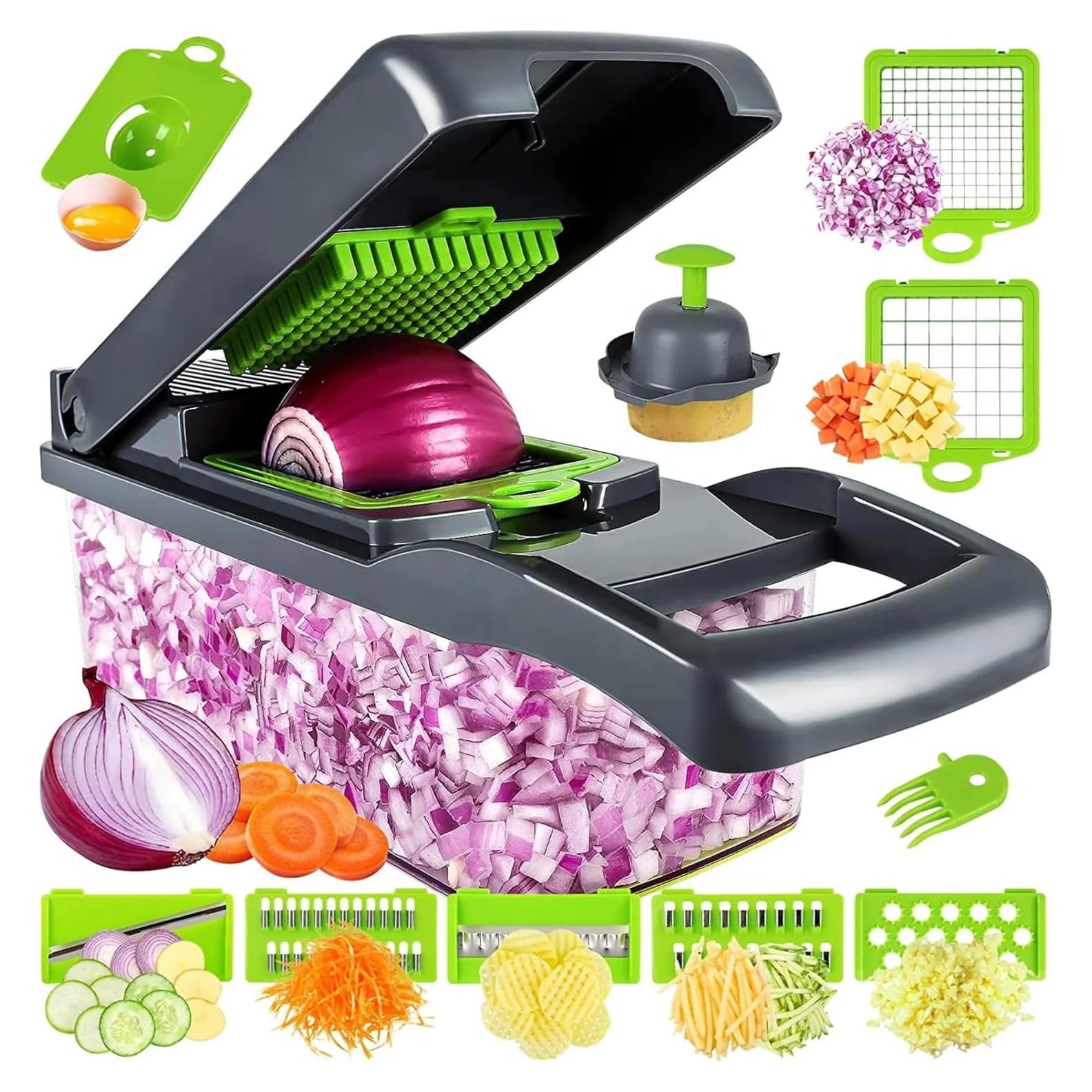 Cortador de Verduras 15-en-1 HorizonMart con Cuchillas de Acero Inoxidable