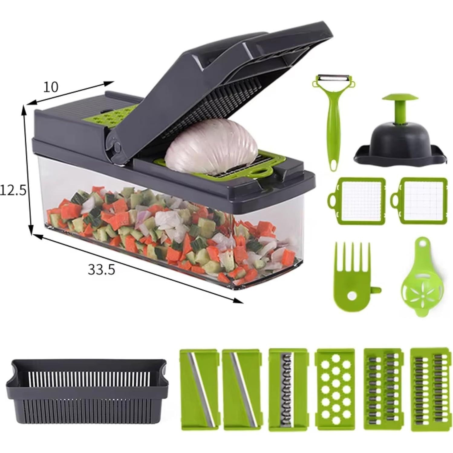 Cortador de Verduras 15-en-1 HorizonMart con Cuchillas de Acero Inoxidable