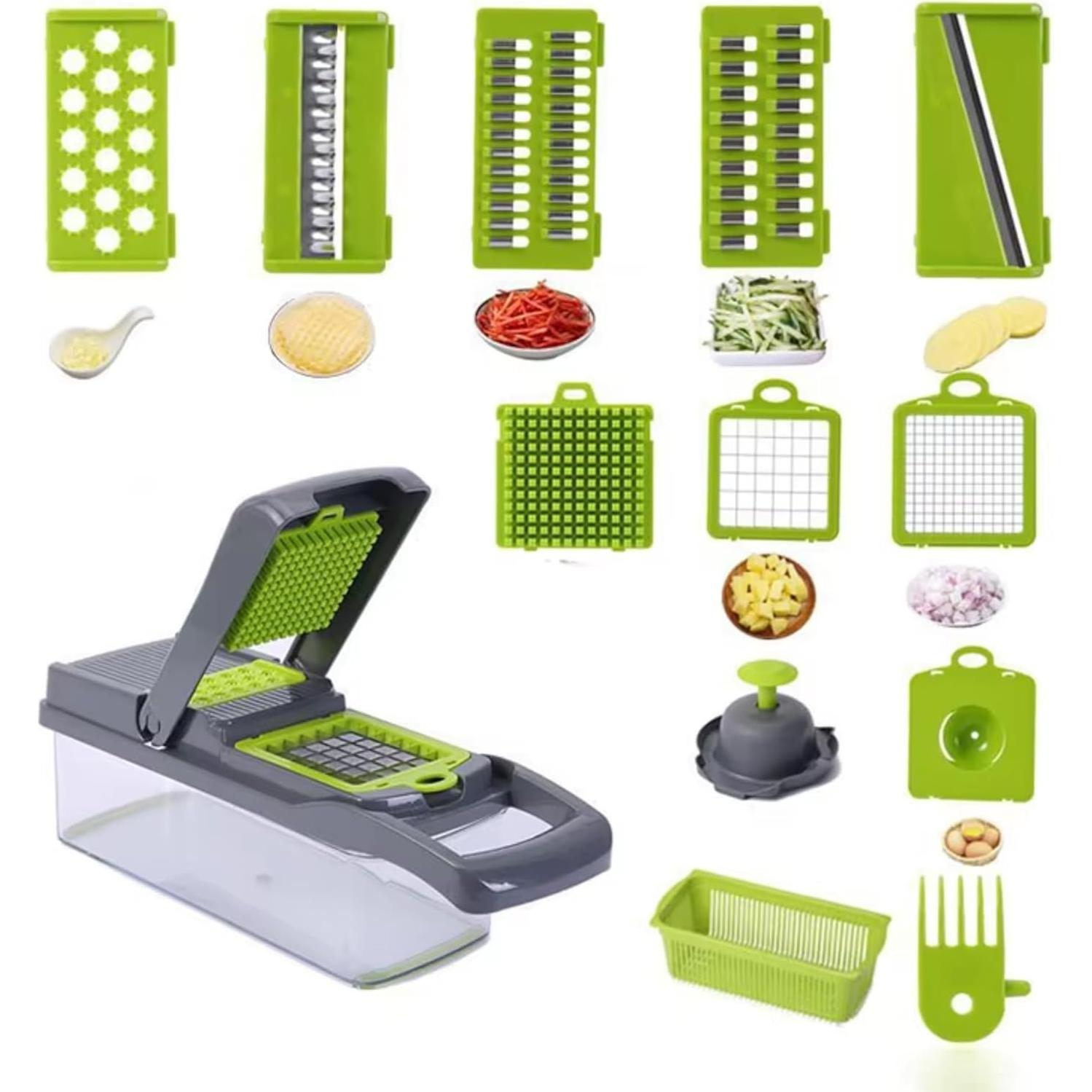 Cortador de Verduras 15-en-1 HorizonMart con Cuchillas de Acero Inoxidable