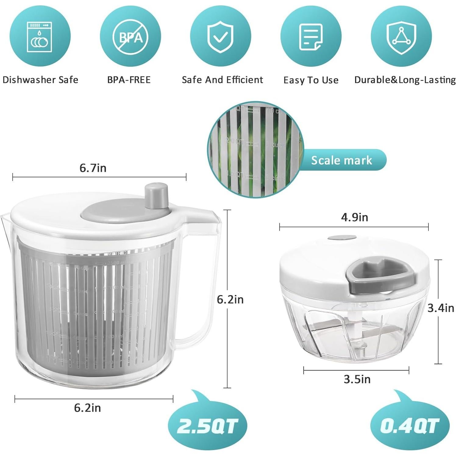 Escurridor de Ensalada CherHome 2.37L con Picadora Manual