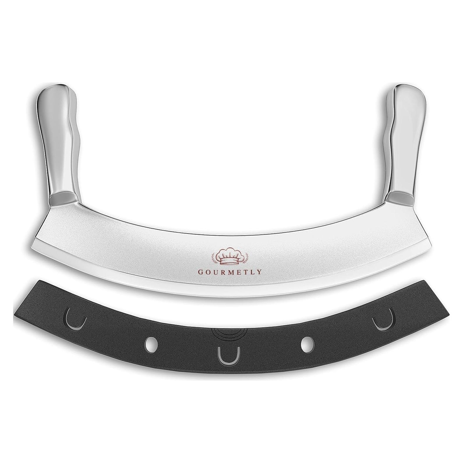 Cuchillo Mezzaluna Gourmetly de Acero Inoxidable 30 cm