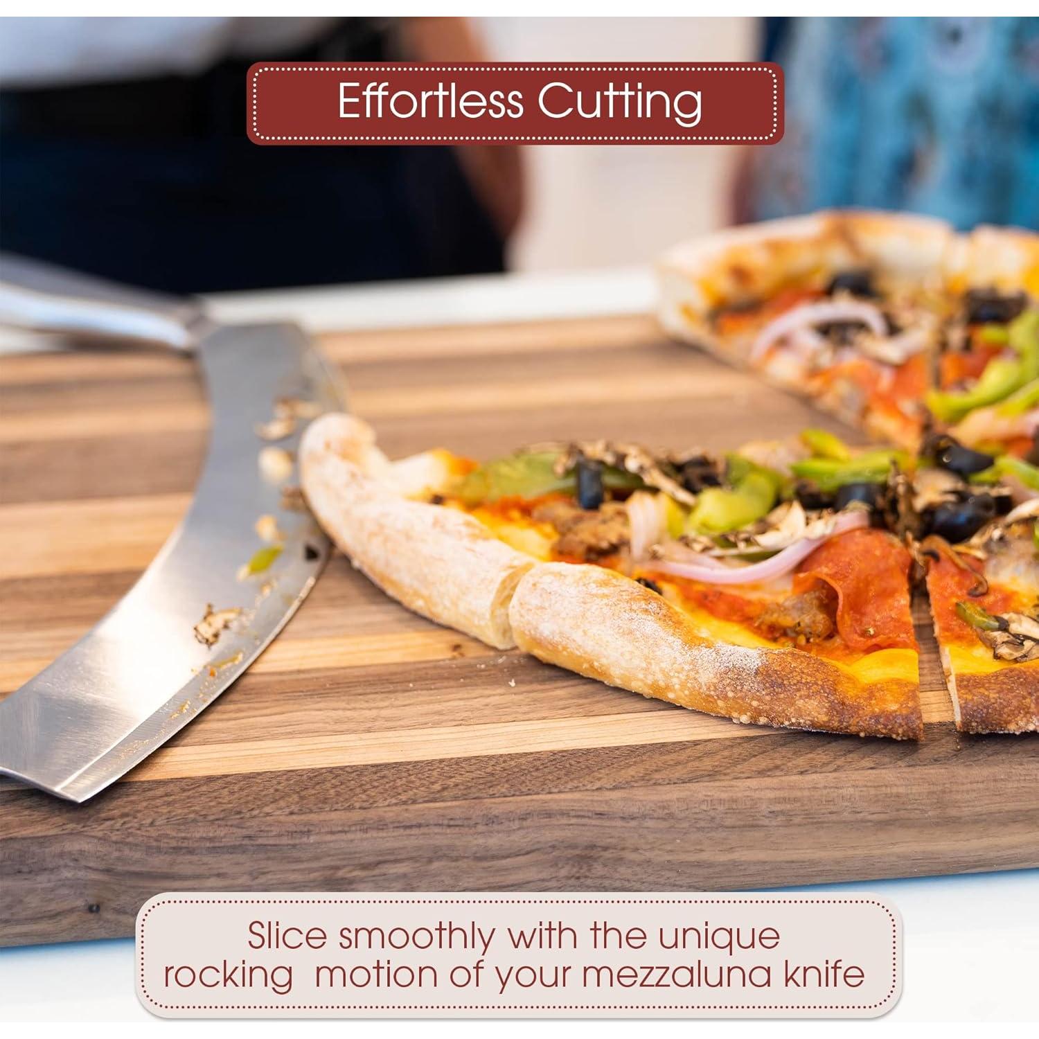 Cuchillo Mezzaluna Gourmetly de Acero Inoxidable 30 cm