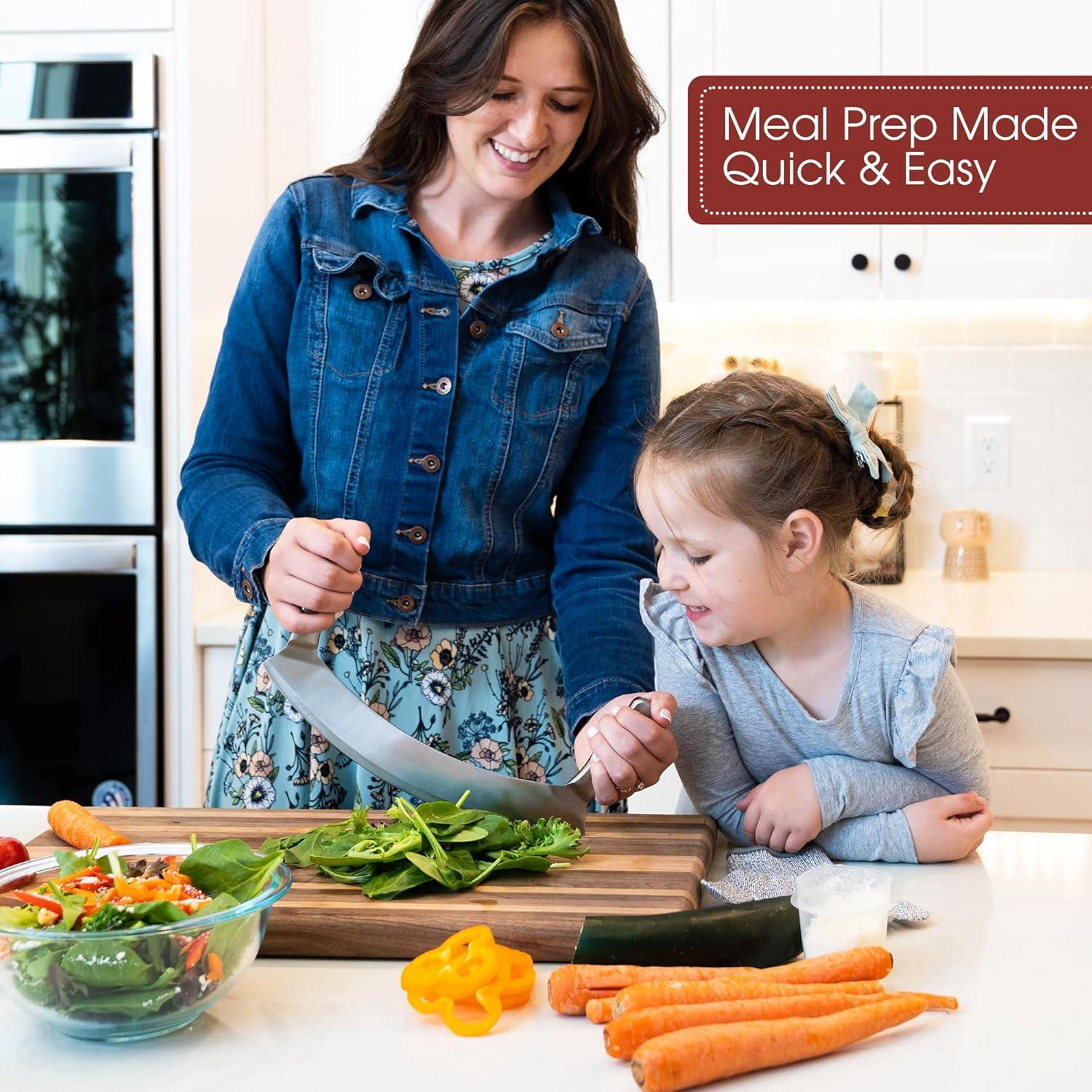 Cuchillo Mezzaluna Gourmetly de Acero Inoxidable 30 cm