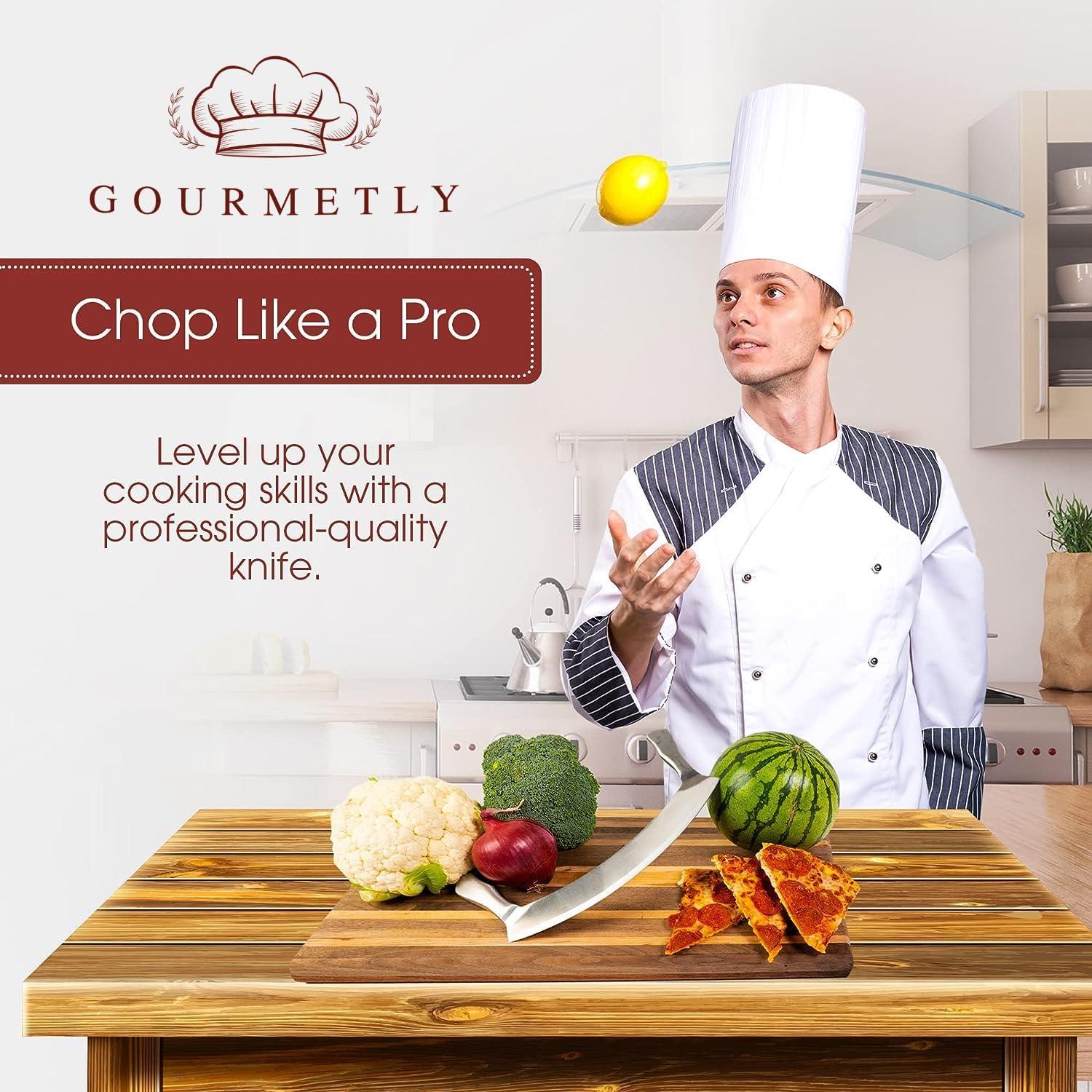 Cuchillo Mezzaluna Gourmetly de Acero Inoxidable 30 cm