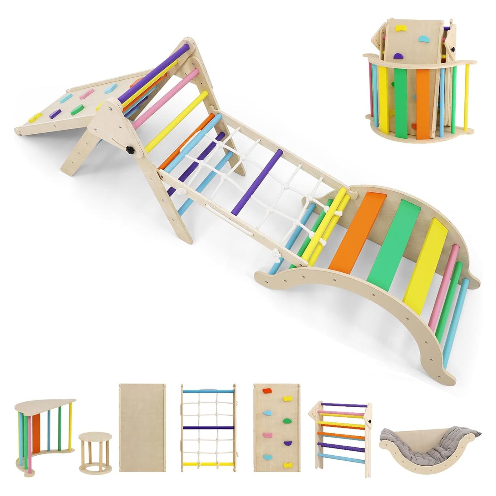 Juego de Triángulo Pikler 13 en 1 Coumy con Puente Arco