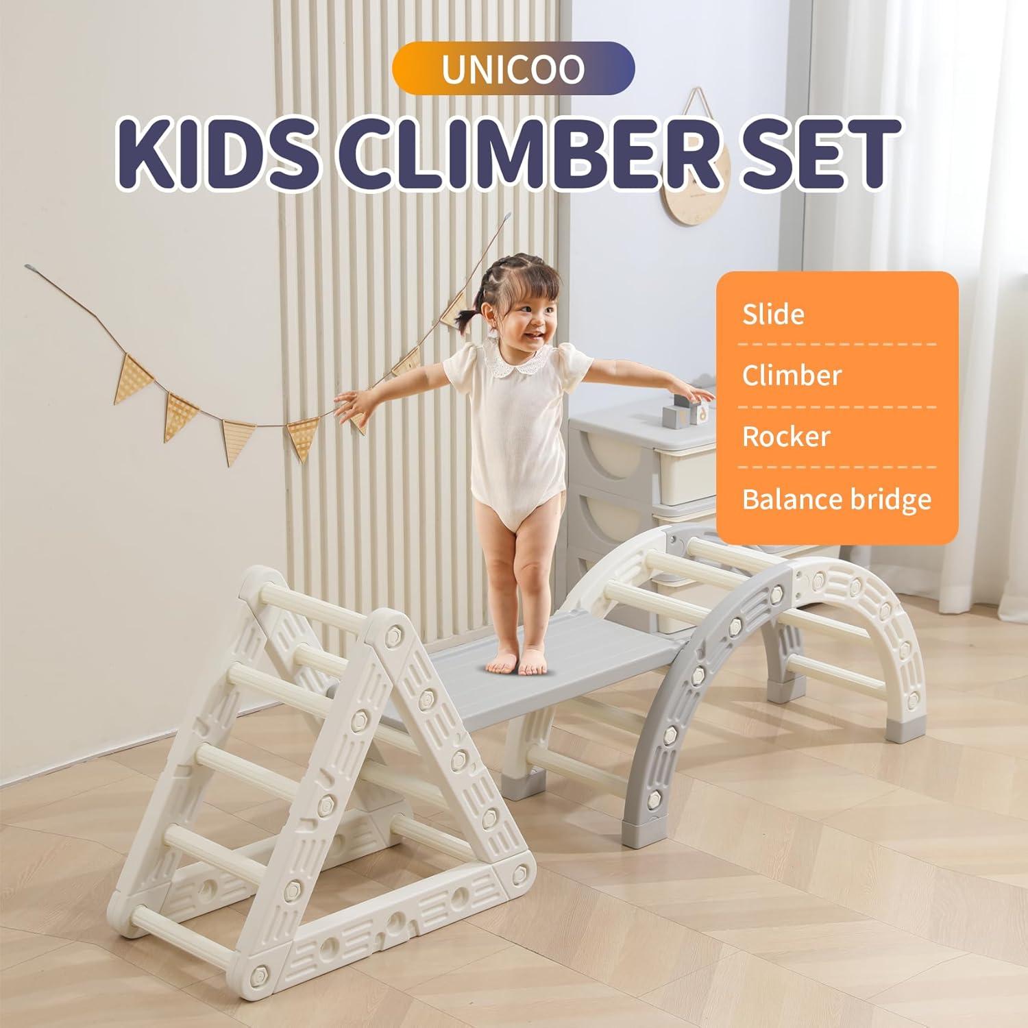 Set de Escalada 5 en 1 UNICOO Triángulo Pikler Gris