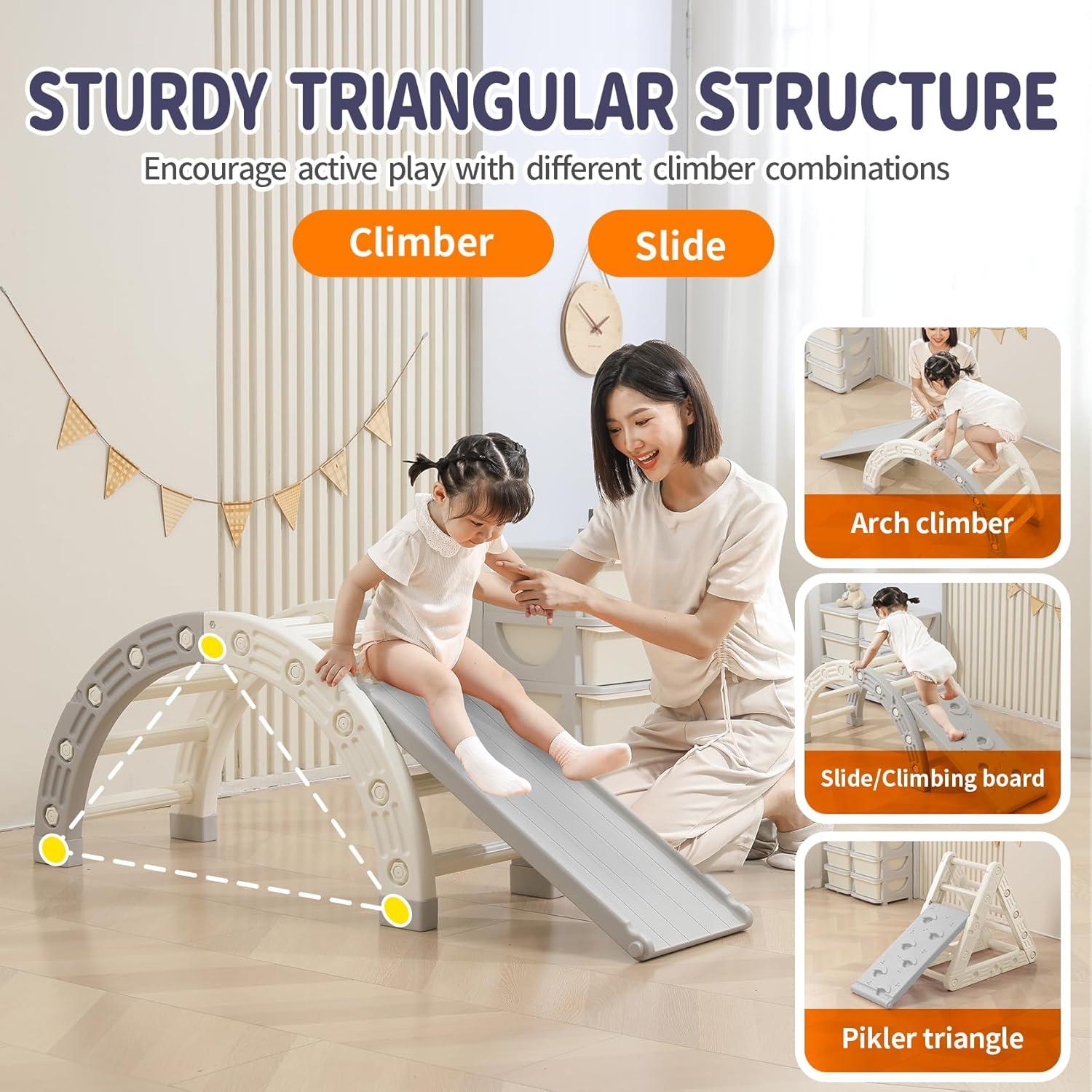 Set de Escalada 5 en 1 UNICOO Triángulo Pikler Gris