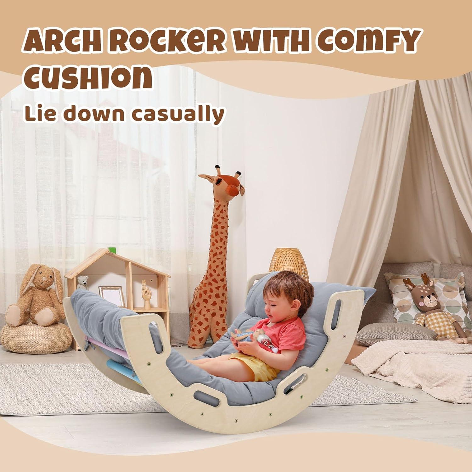 Escalador Arcoíris COSYLAND para Niños con Cojín - Juguete de Madera